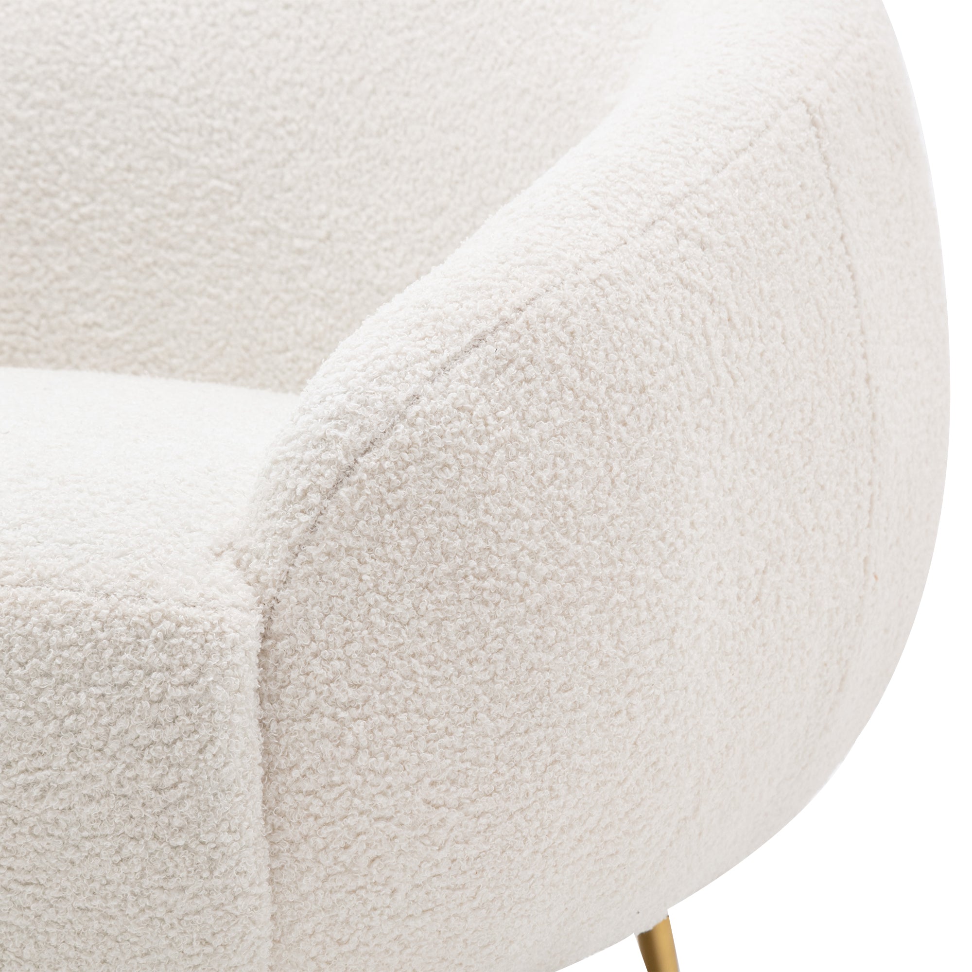 Modern Teddy Short Plush Comfy Armchair with Ottoman - White