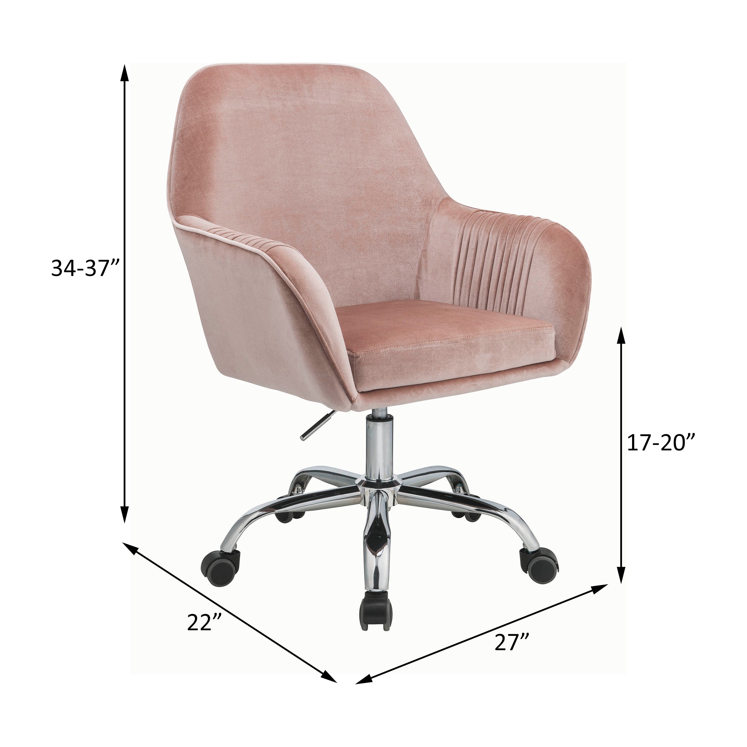 Romantic Office Chair - Pink Peach Velvet & Chrome