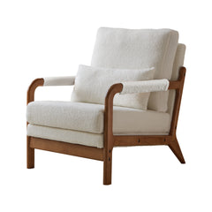 Modern Teddy Fabric Accent Chair Wood Frame - White