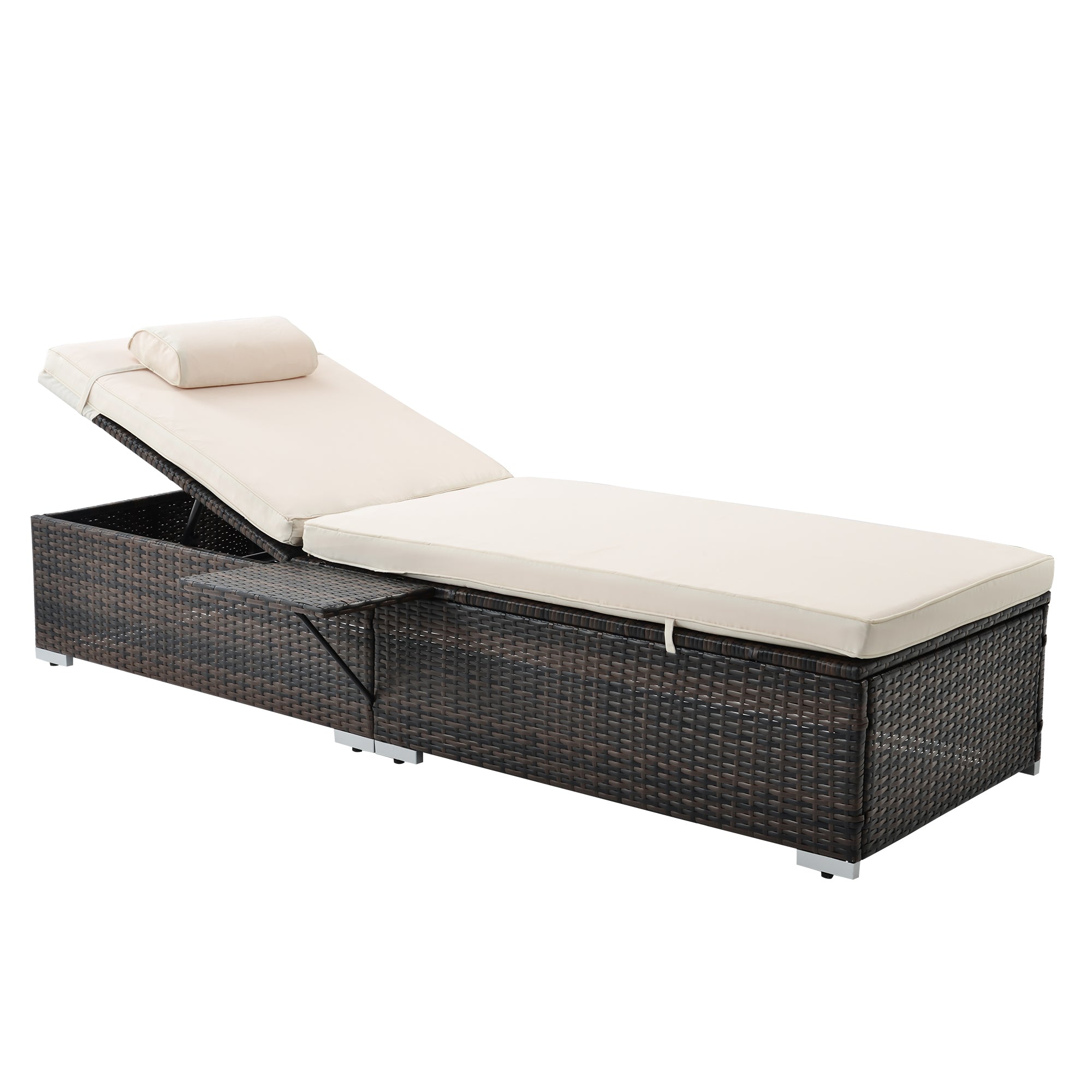 Outdoor 2 Patio Recliner Chairs with Side Table