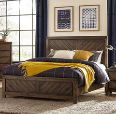 Modern-Rustic Design 1pc Eastern King Size Bed - Distressed Espresso Finish