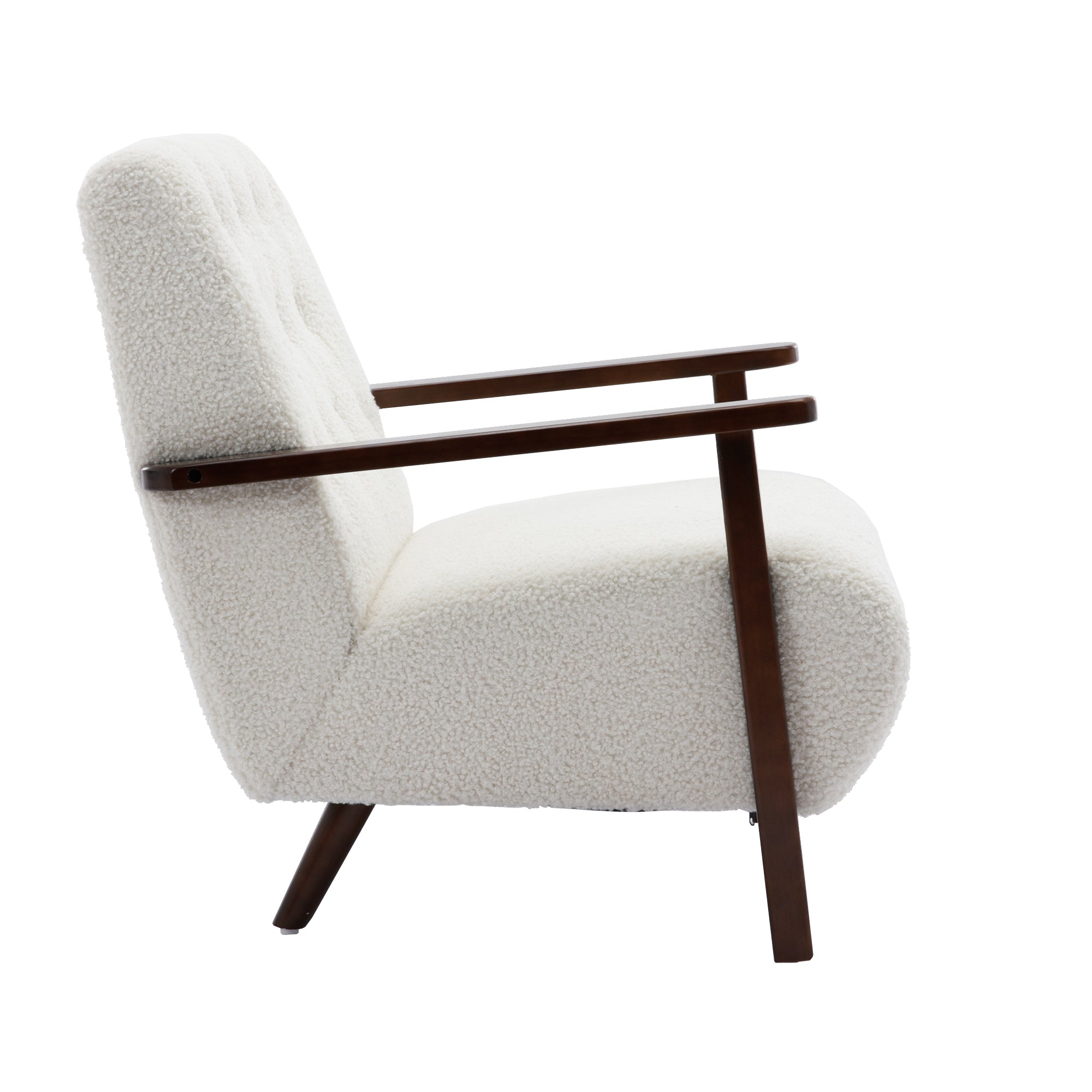 Wood Frame Modern Accent Chair Lounge Chair - White Teddy