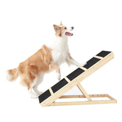 Tall Adjustable Pet Ramp, Folding Portable Wooden Non-Slip Paw Traction Adjustable Height from 9.3" to 24"
