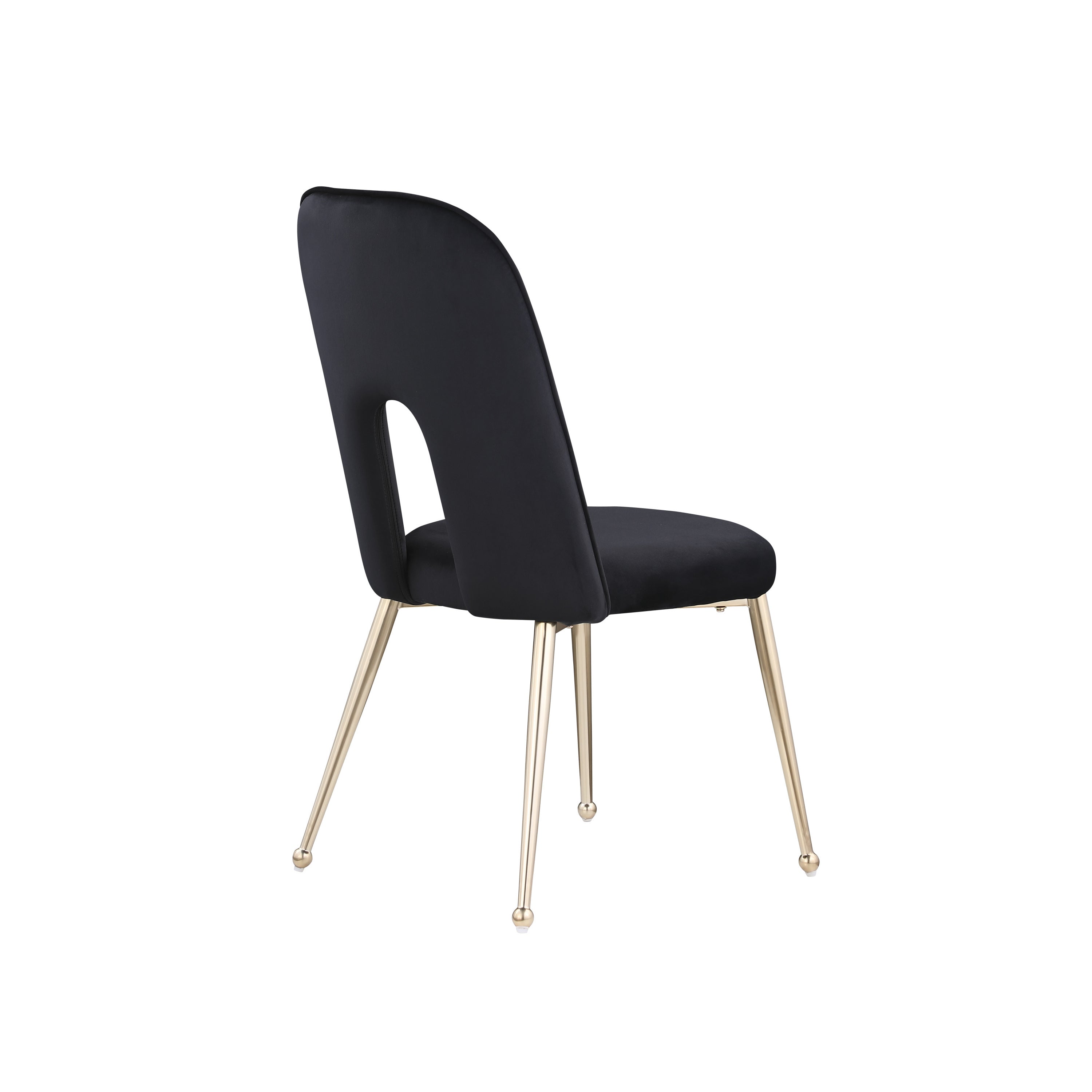 Mid Century Velvet Upholstered Dining Chairs with Metal Legs (Set of 2) - Black