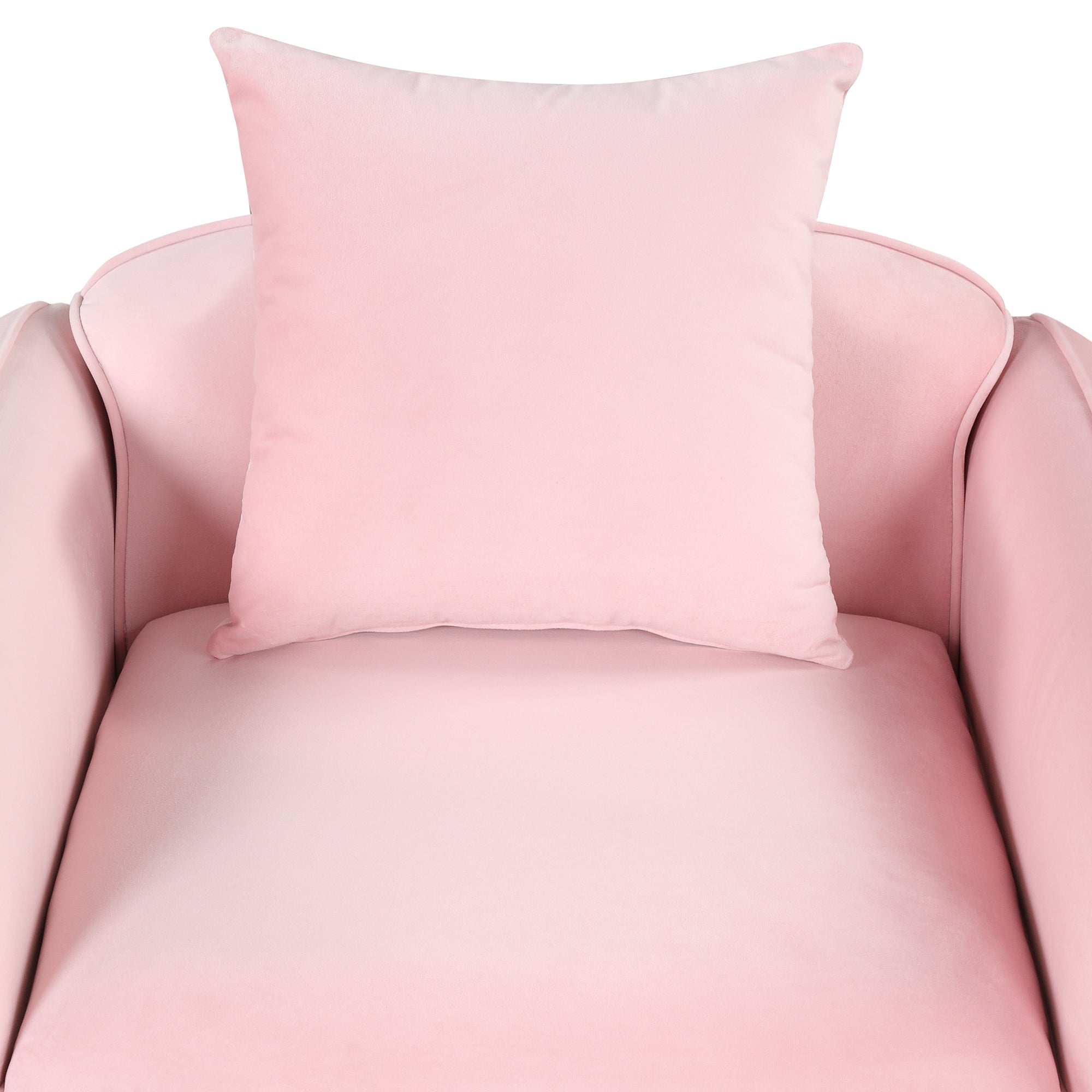 MAICOSY Modern Armchair with Ottoman Fabric Single Sofa Foot Rest & Pillow Pink