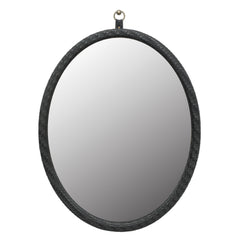 Oval Black Woven Grain Decorative Wall Mirror