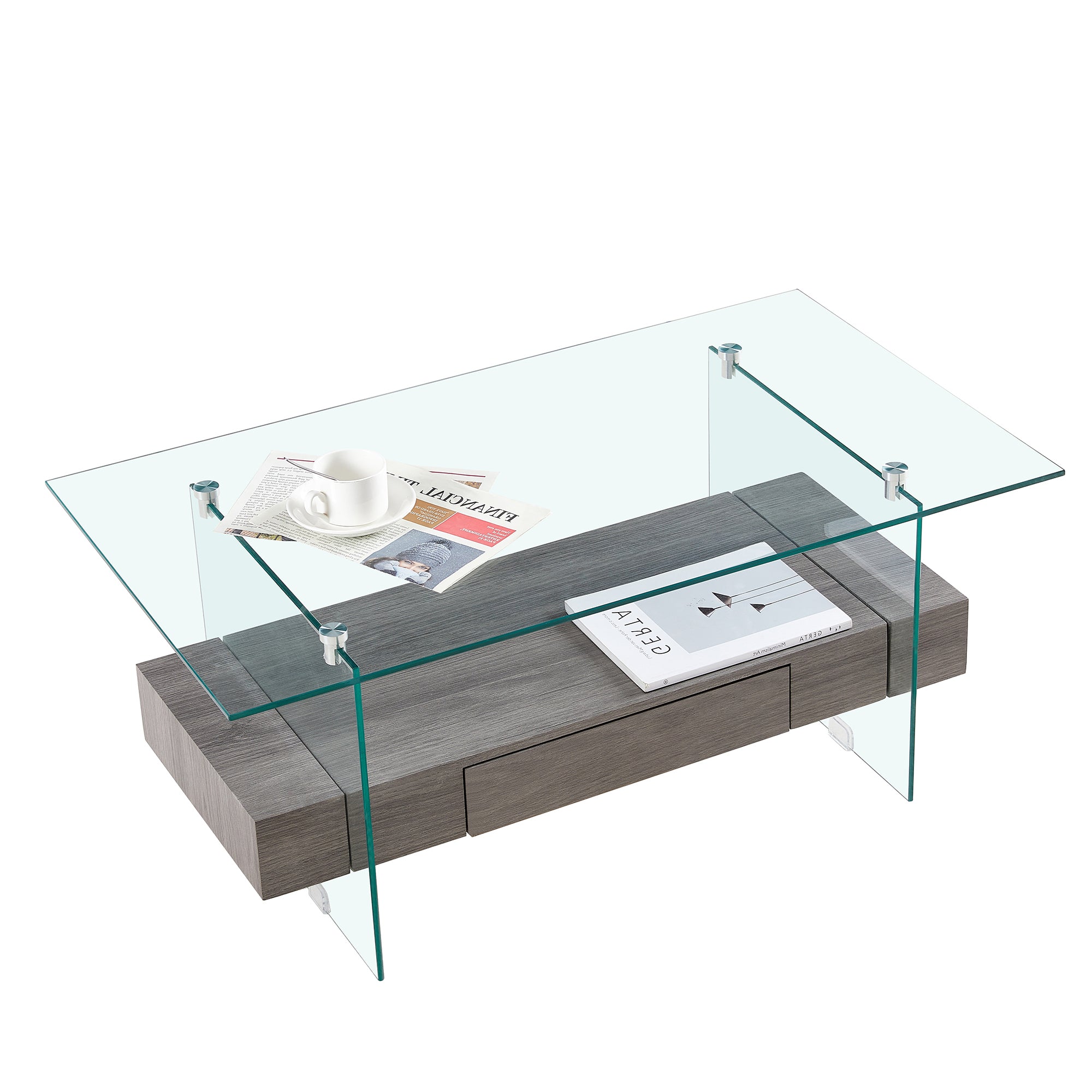 Coffee table with dual shelves