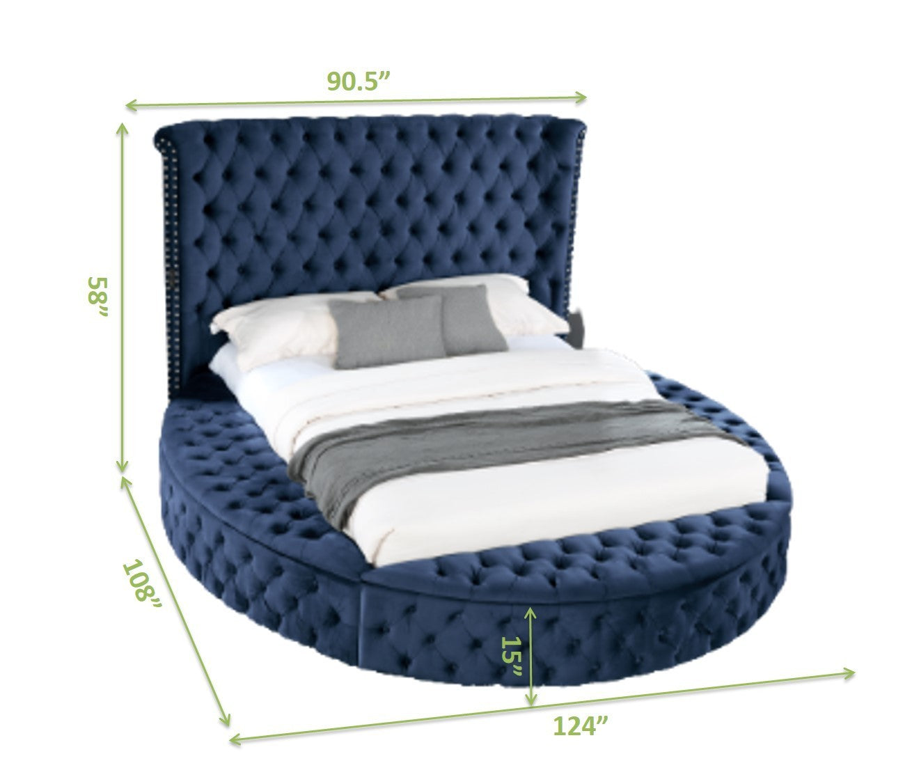 King Size Tufted Storage Bed made with Wood - Navy