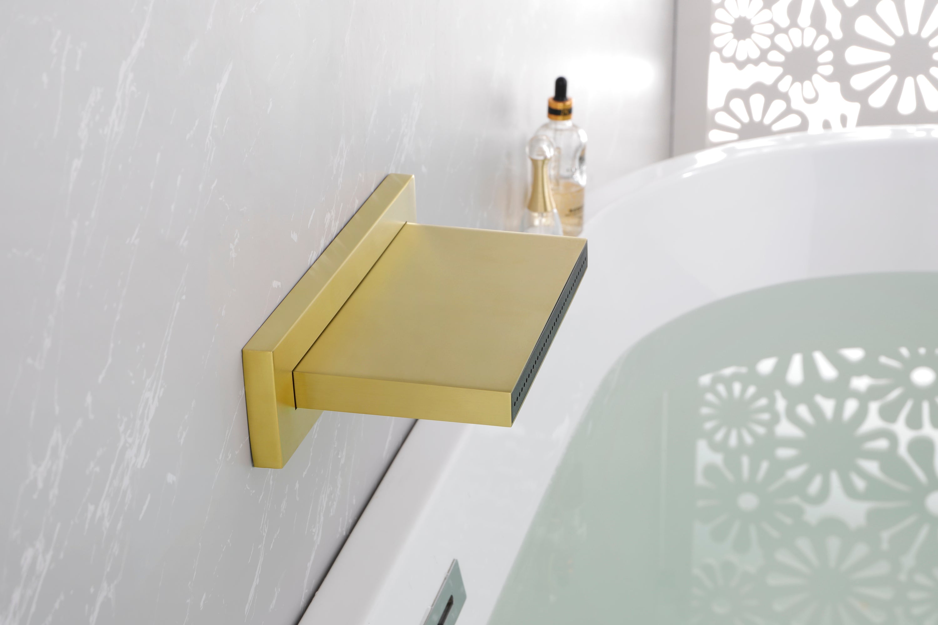 Shower Waterfall Tub Faucet Wall Mount Tub Filler Spout For Bathroom sink High Flow Cascade Waterfall - Gold