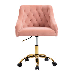 Modern Velvet Swivel Chair with Gold Feet - Pink
