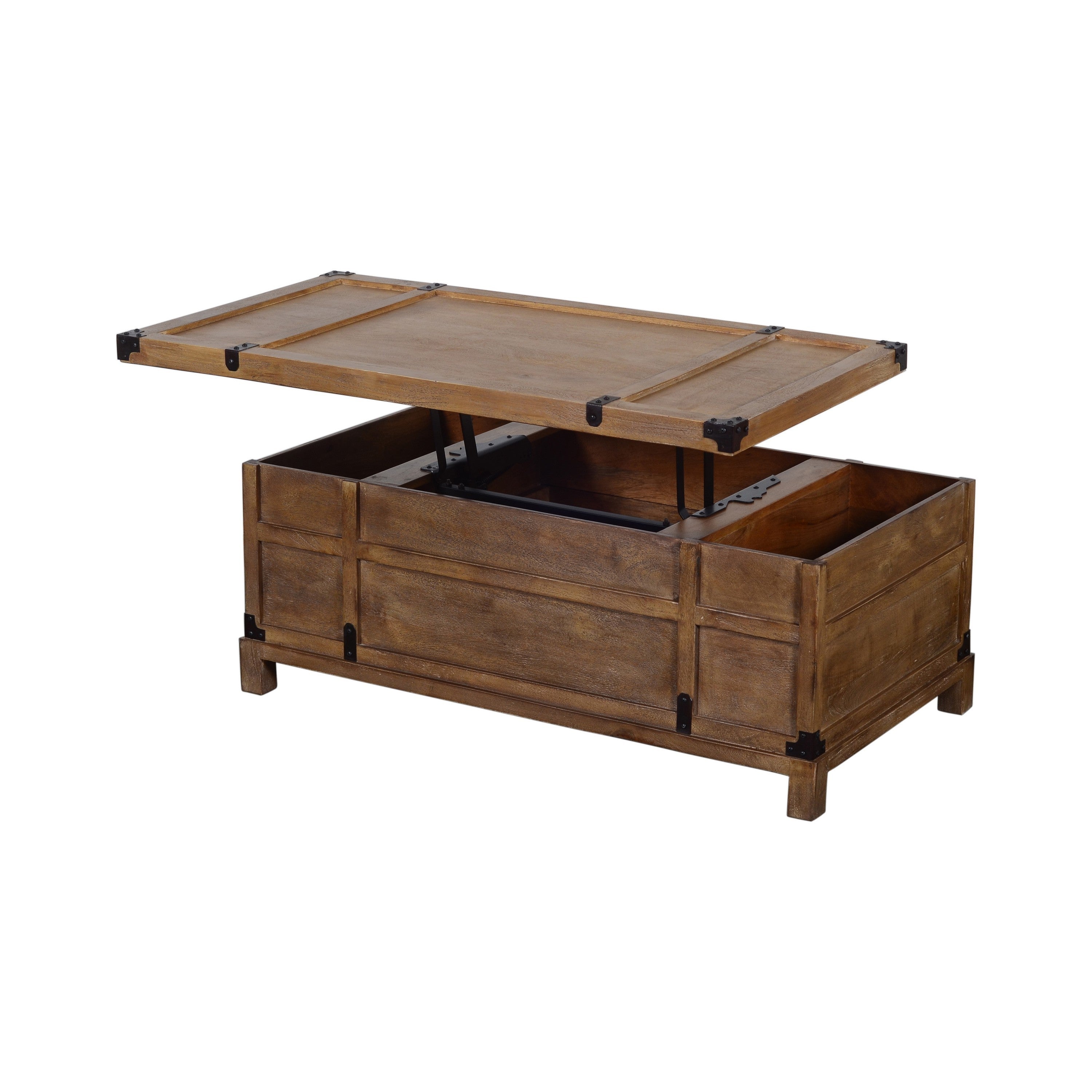 Rustic Single Drawer Mango Wood Coffee Table with Lift Top Storage - Brown