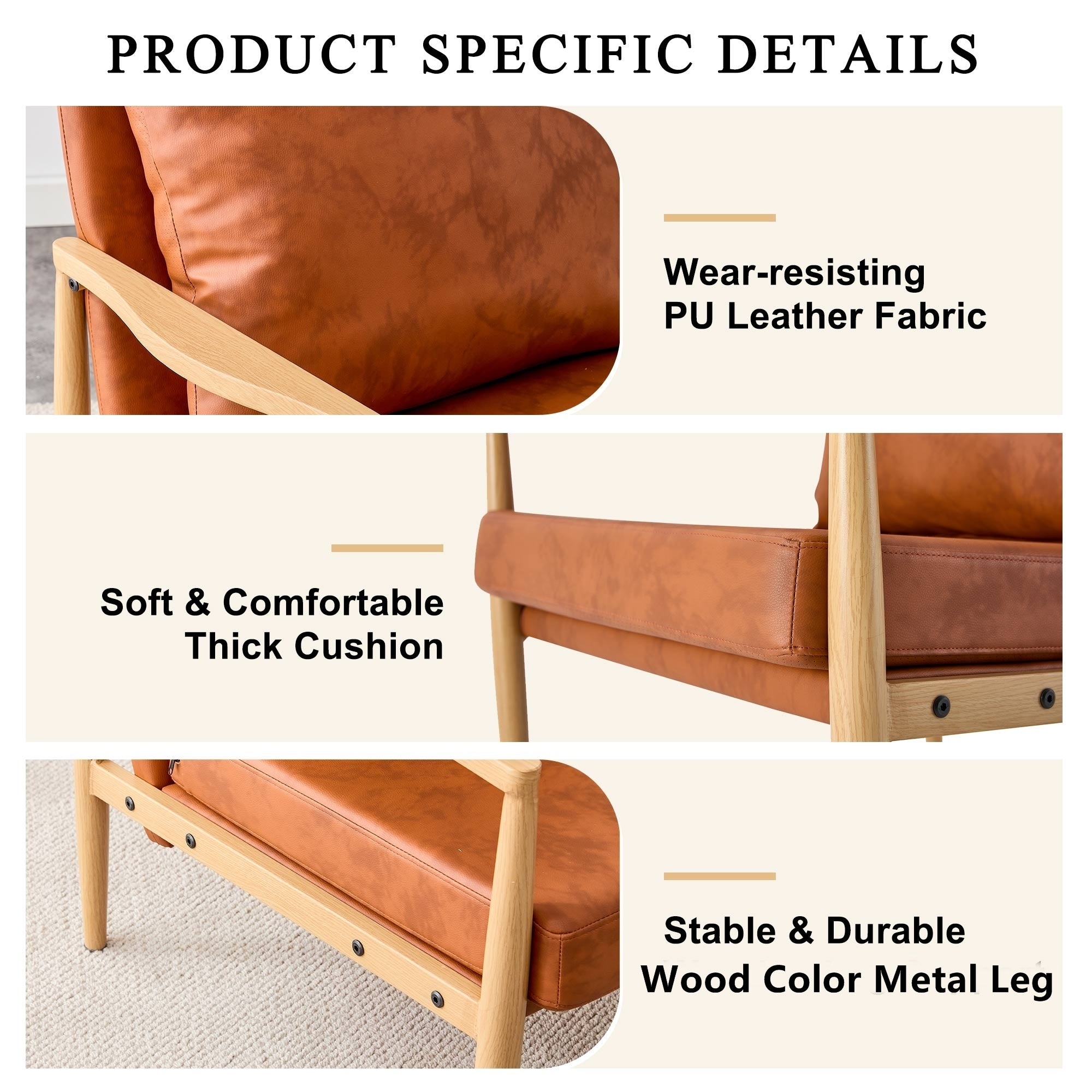 Mid Century Modern Accent Arm Chair - Brown