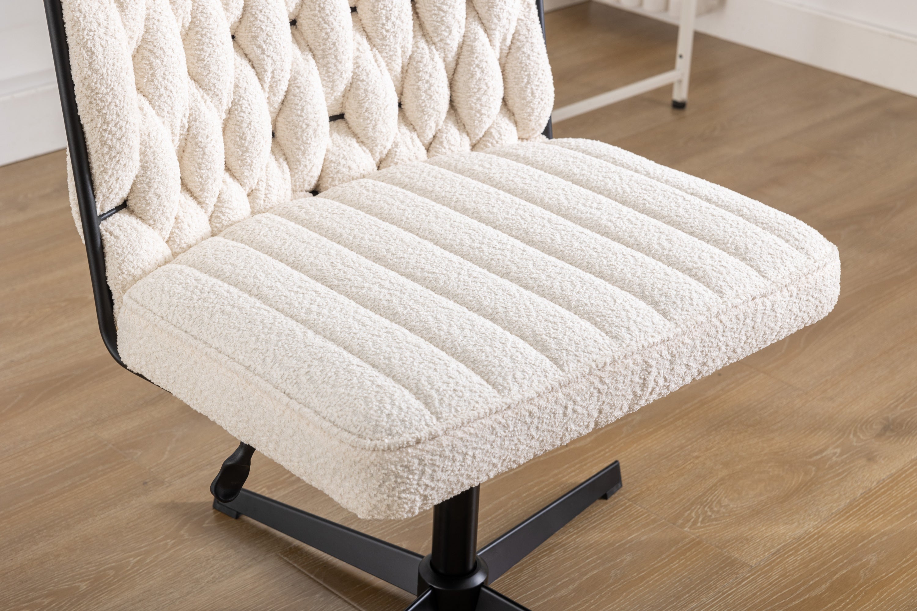 Armless Office Desk Chair No Wheels - White