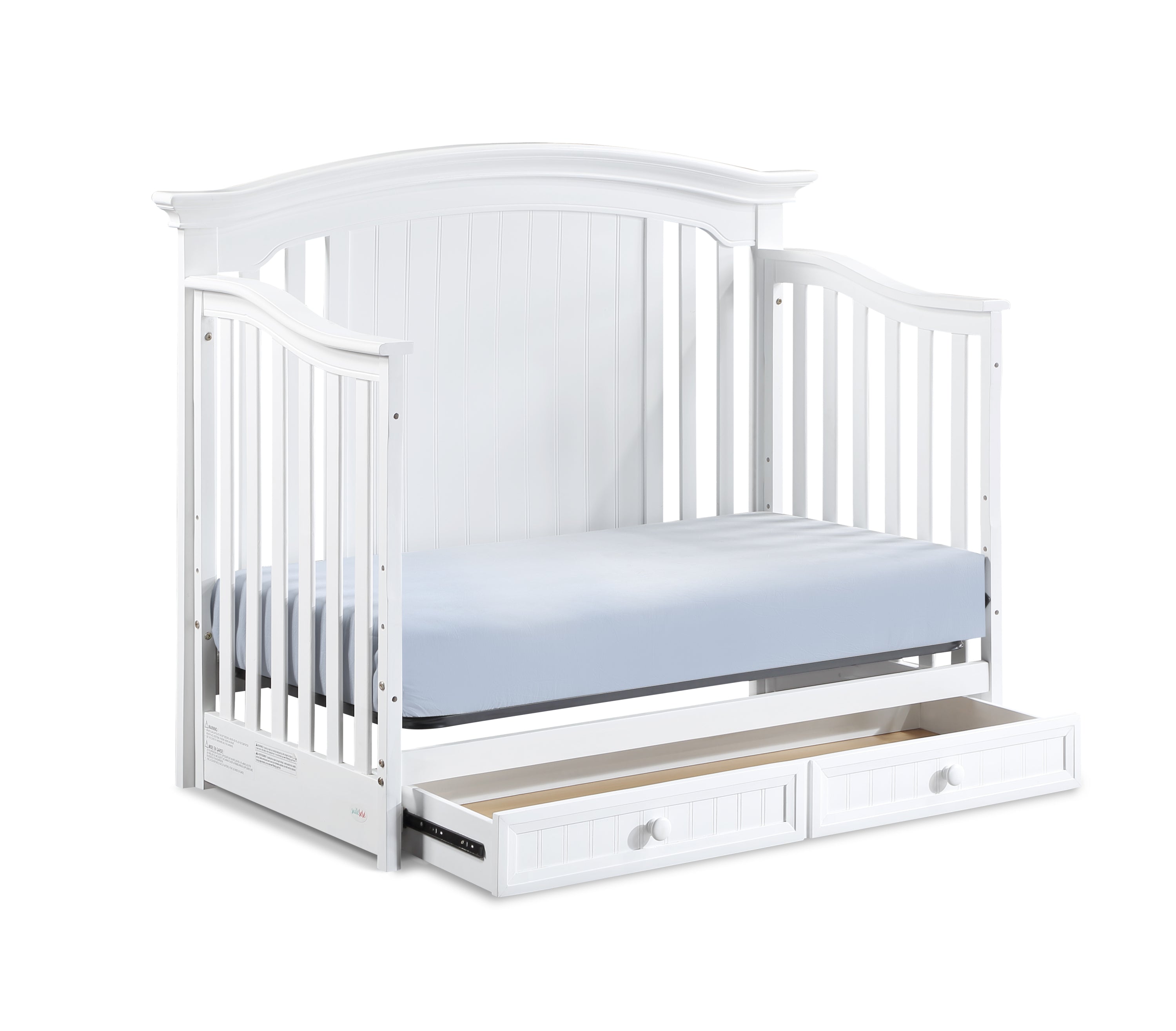White solid Wood 4-in-1 Convertible Crib
