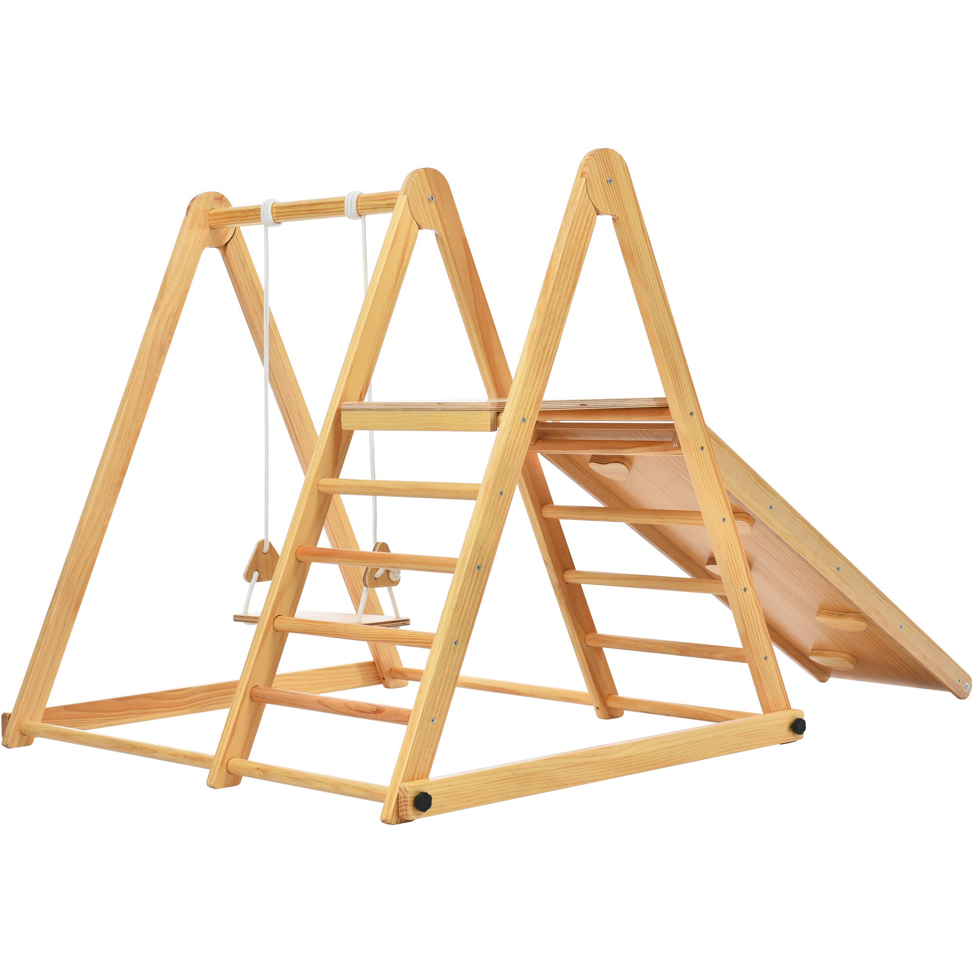 Wooden Swing and Slide Set Indoor Foldable Climbing Playground Play set for Kids/Toddlers