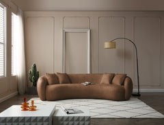 102'' 5-Seater Boucle Sofa Modern Sectional Half Moon Leisure Couch Curved Sofa - Teddy Fleece Brown