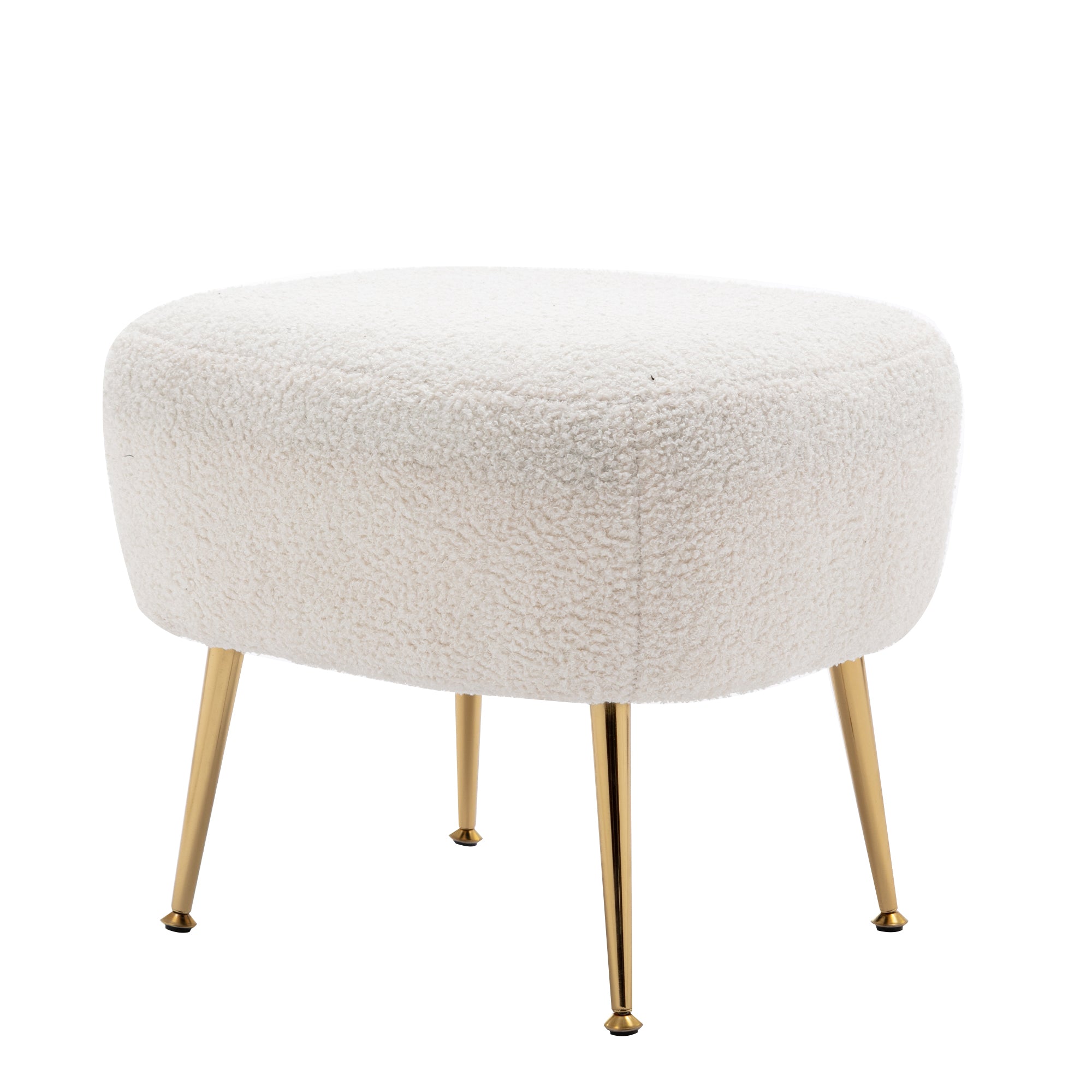Modern Teddy Short Plush Comfy Armchair with Ottoman - White