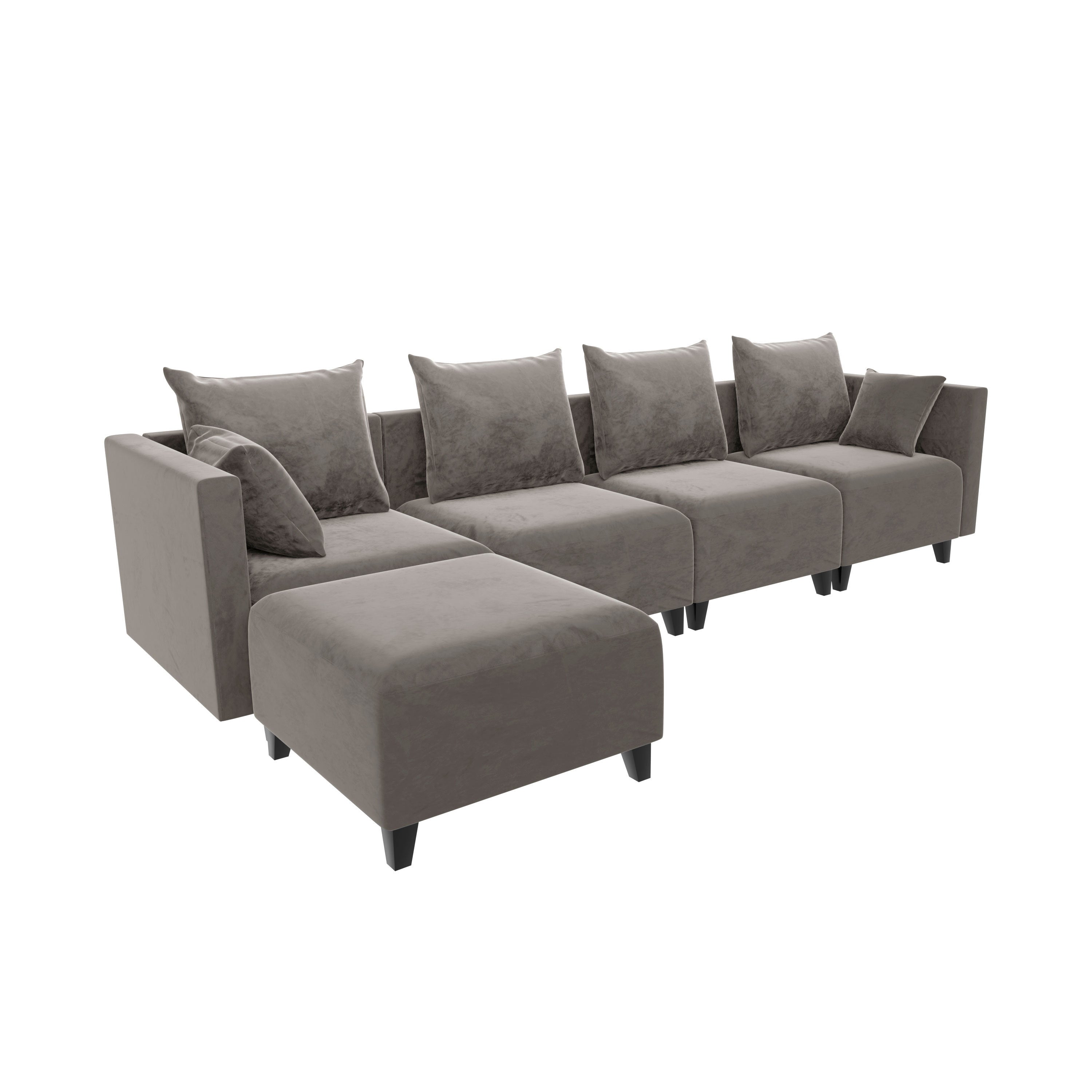 Sectional Sofa modular Couch L Shape with  Pillows - Camel