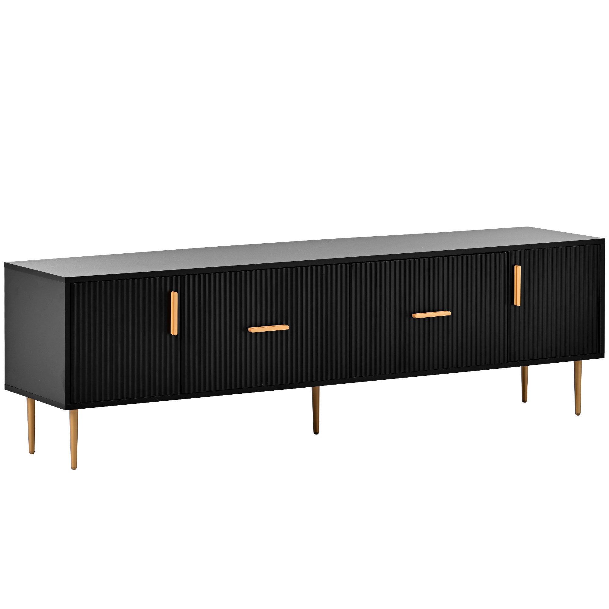 Modern TV Stand with 5 Champagne Legs, TVS Up to 75'' - Black