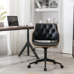 Bentwood Adjustable Office Chair, Black PU Leather Upholstery and Black Foot