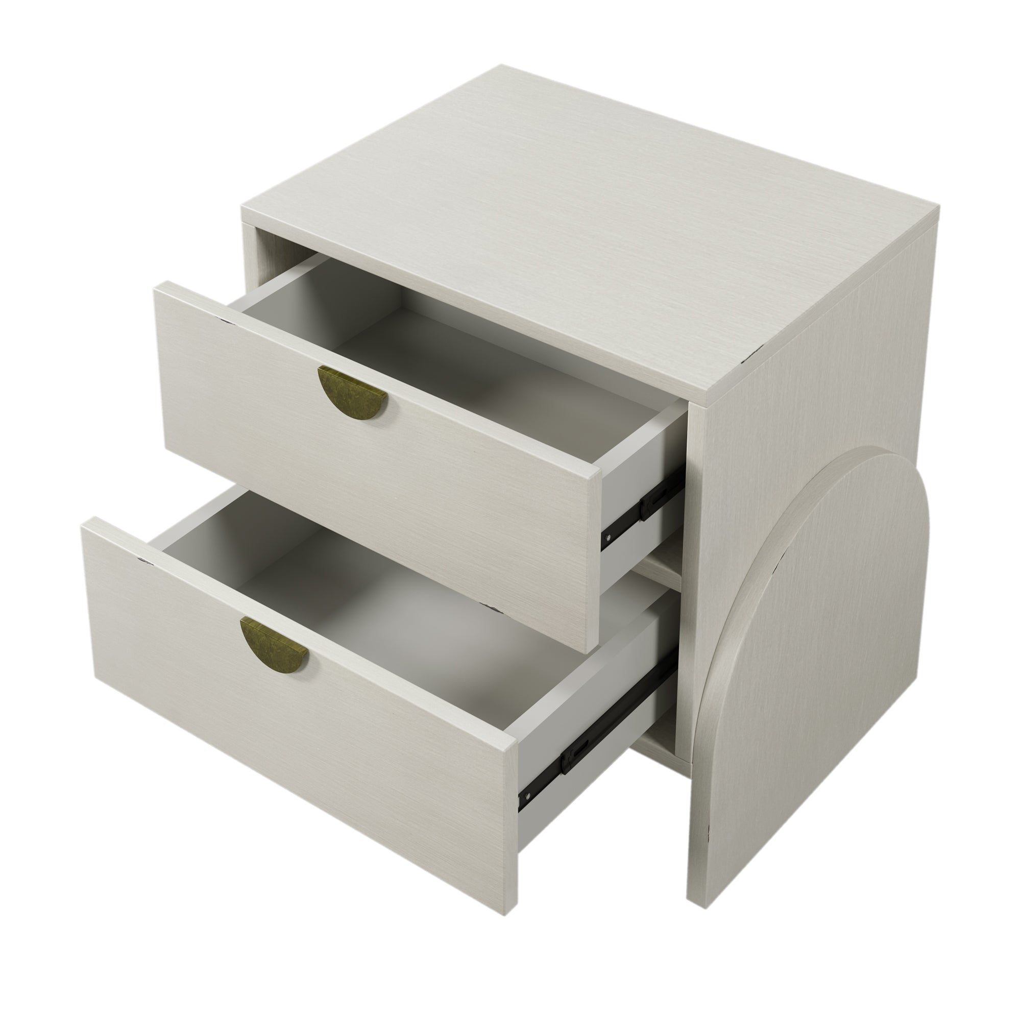 Retro Style Rubber Wood Venner Two-Drawer Bed Side Table Nightstand End Table - Antique White