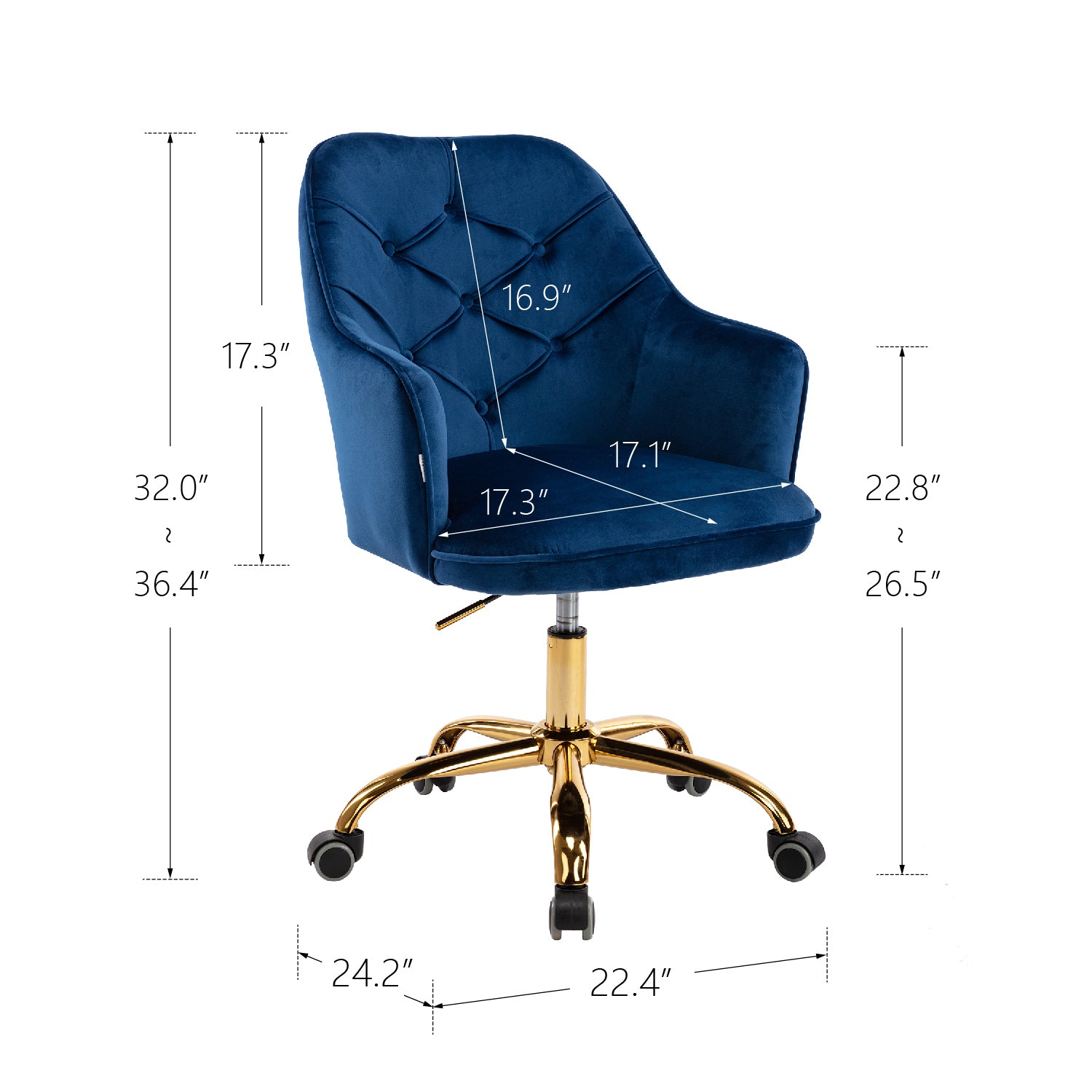 Velvet Swivel Shell Chair - Navy