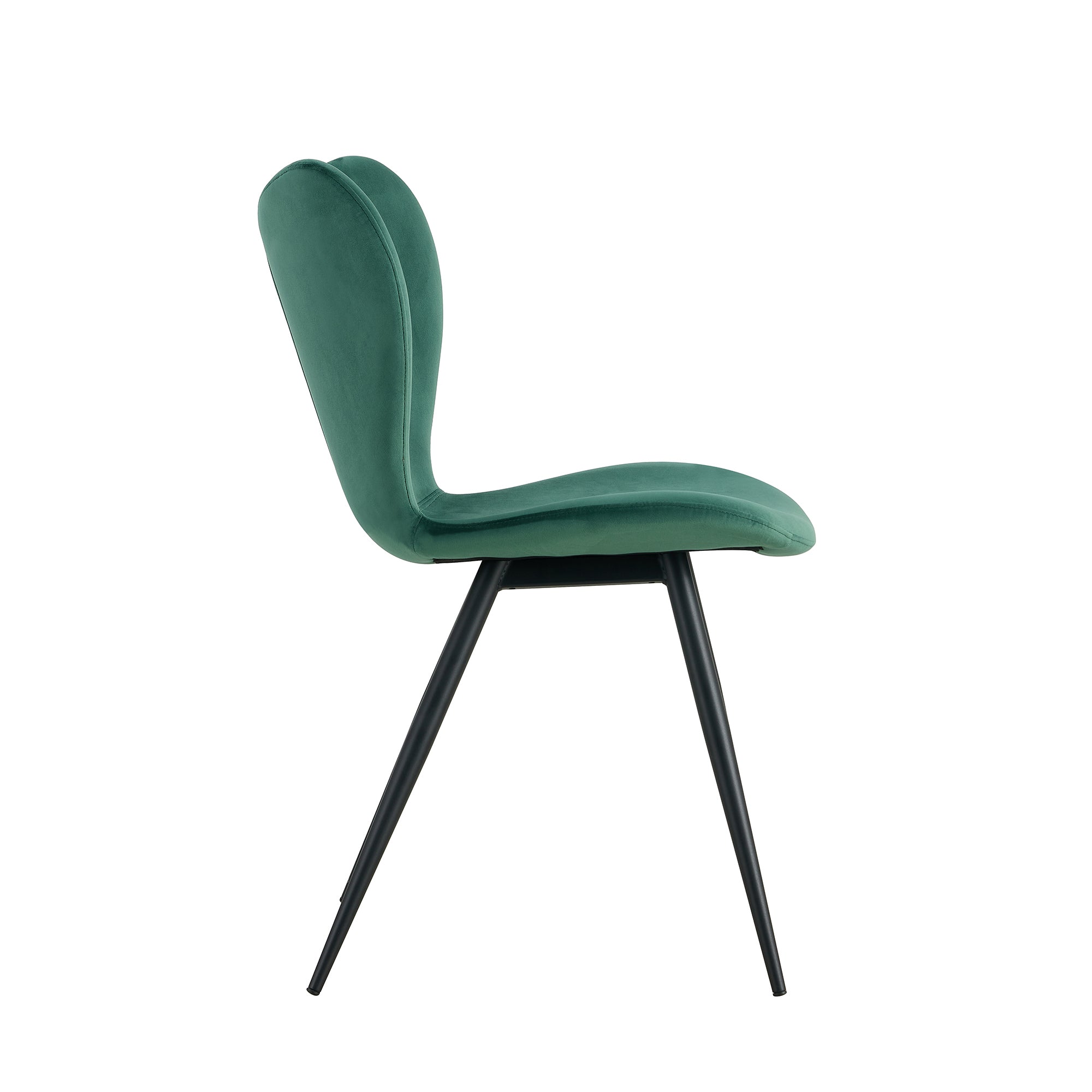 Modern Velvet Dining Chairs with Metal Legs (Set of 2) - Green