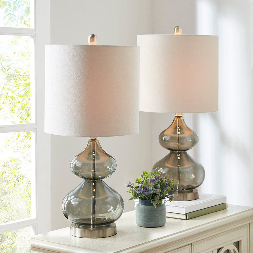 Curved Glass Table Lamp (Set of 2) - Grey
