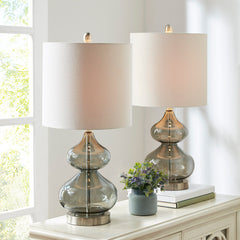 Curved Glass Table Lamp (Set of 2) - Grey