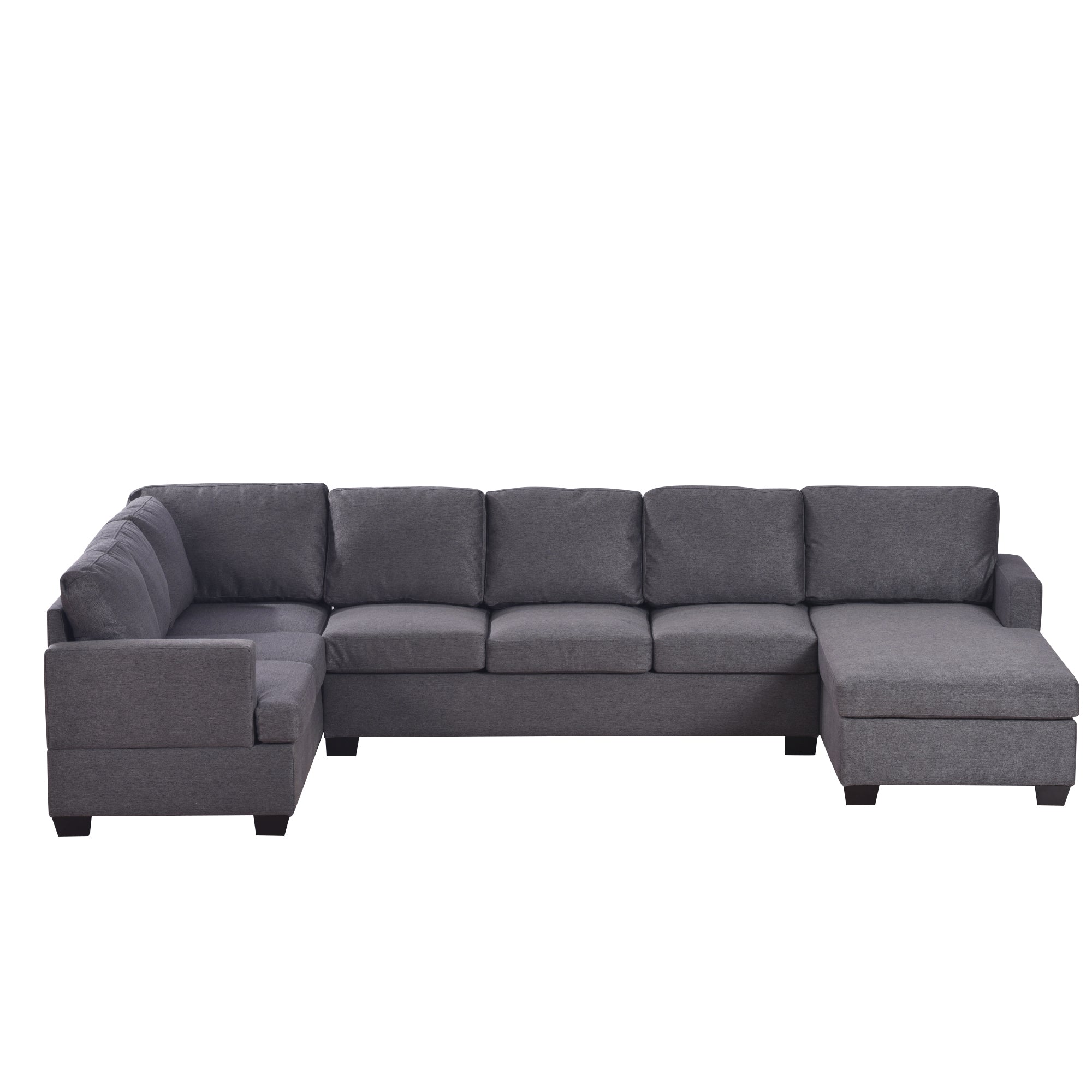 Modern Large Upholstered  U-Shape Sectional Sofa, Extra Wide Chaise Lounge Couch - Grey