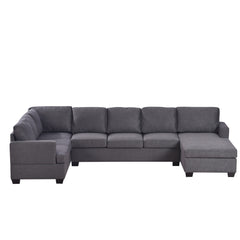 Modern Large Upholstered  U-Shape Sectional Sofa, Extra Wide Chaise Lounge Couch - Grey