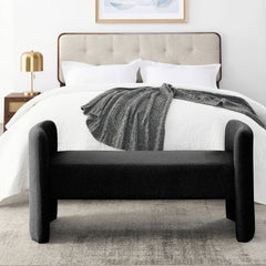 52" Bench Contemporary Design Ottoman - Black Teddy