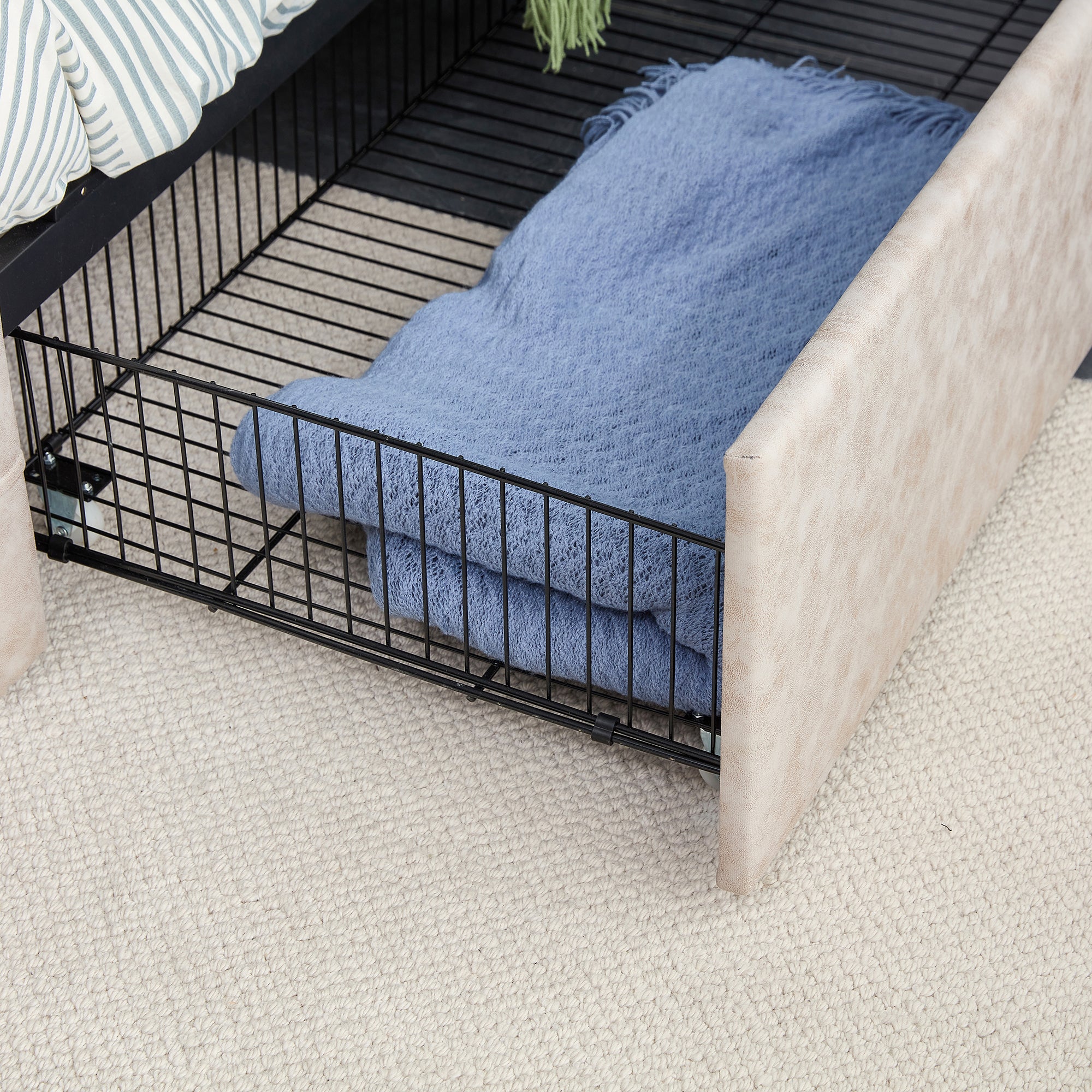 Queen Size Adjustable Headboard Height Storage Bed with 4 Drawers - Brow
