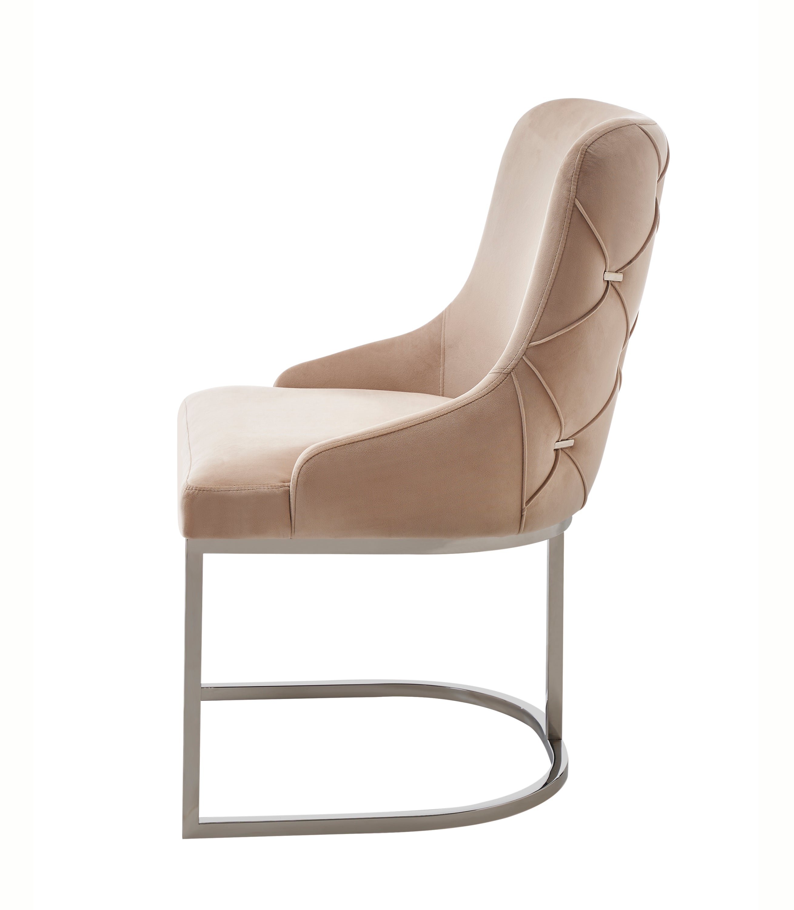 Beige Velvet Dining Seat