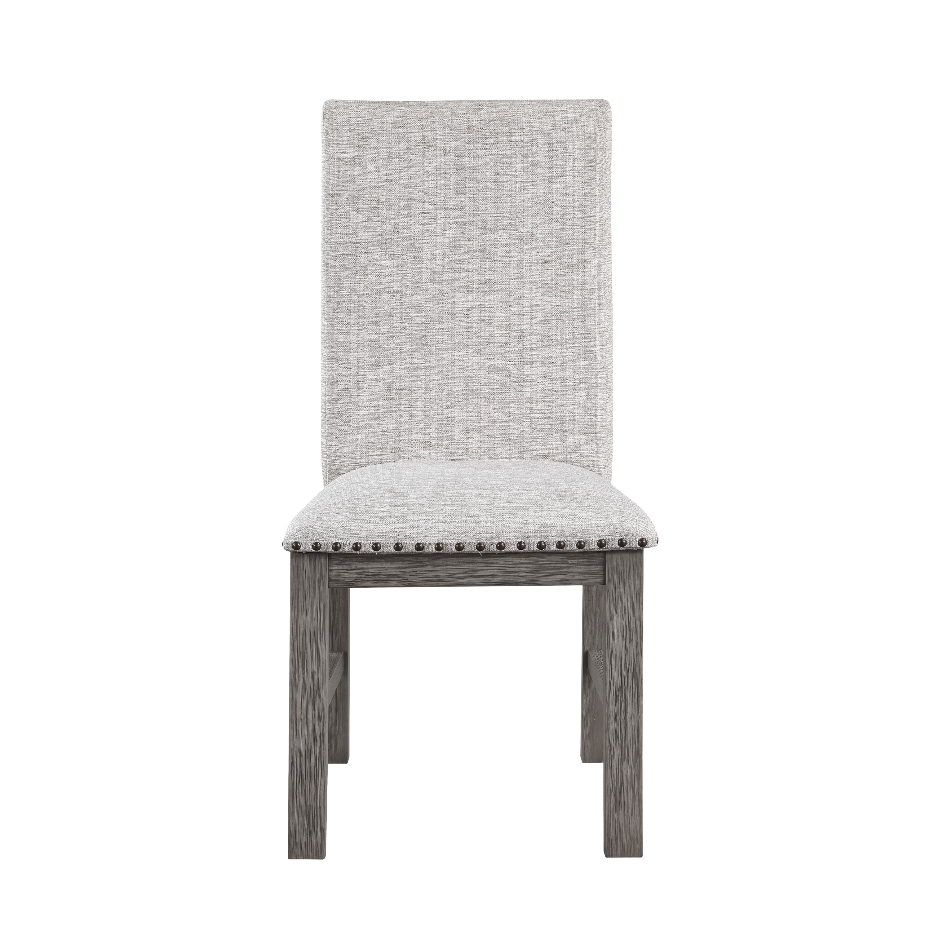 Dining Chairs Grey Finish Wood Frame Rustic Design - Beige