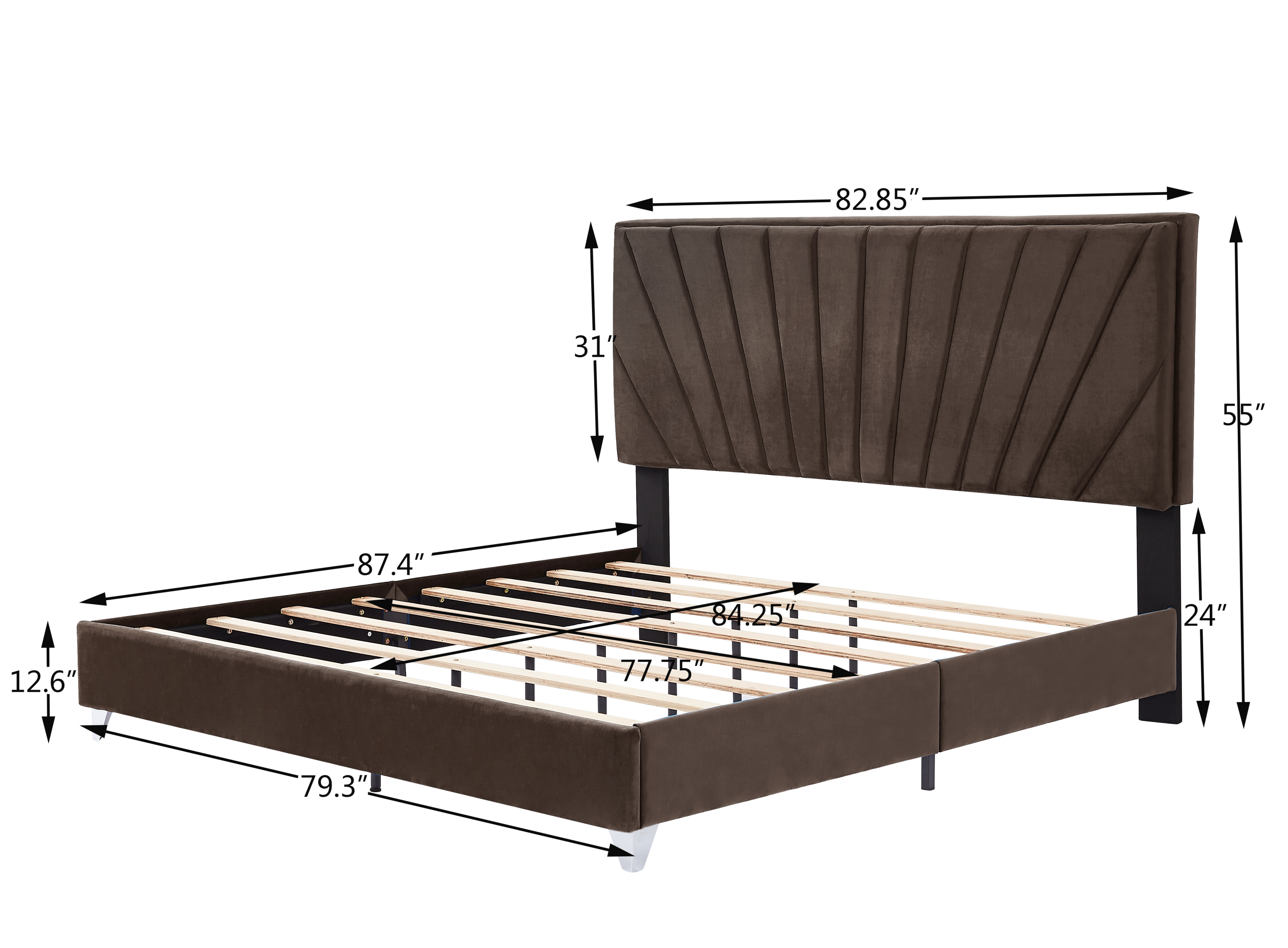 King Bed Beautiful Line Stripe Cushion Headboard - Brown