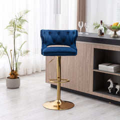 Bar Stools With Back and Footrest Counter Height Dining Chairs (Set of 2) - Velvet Blue
