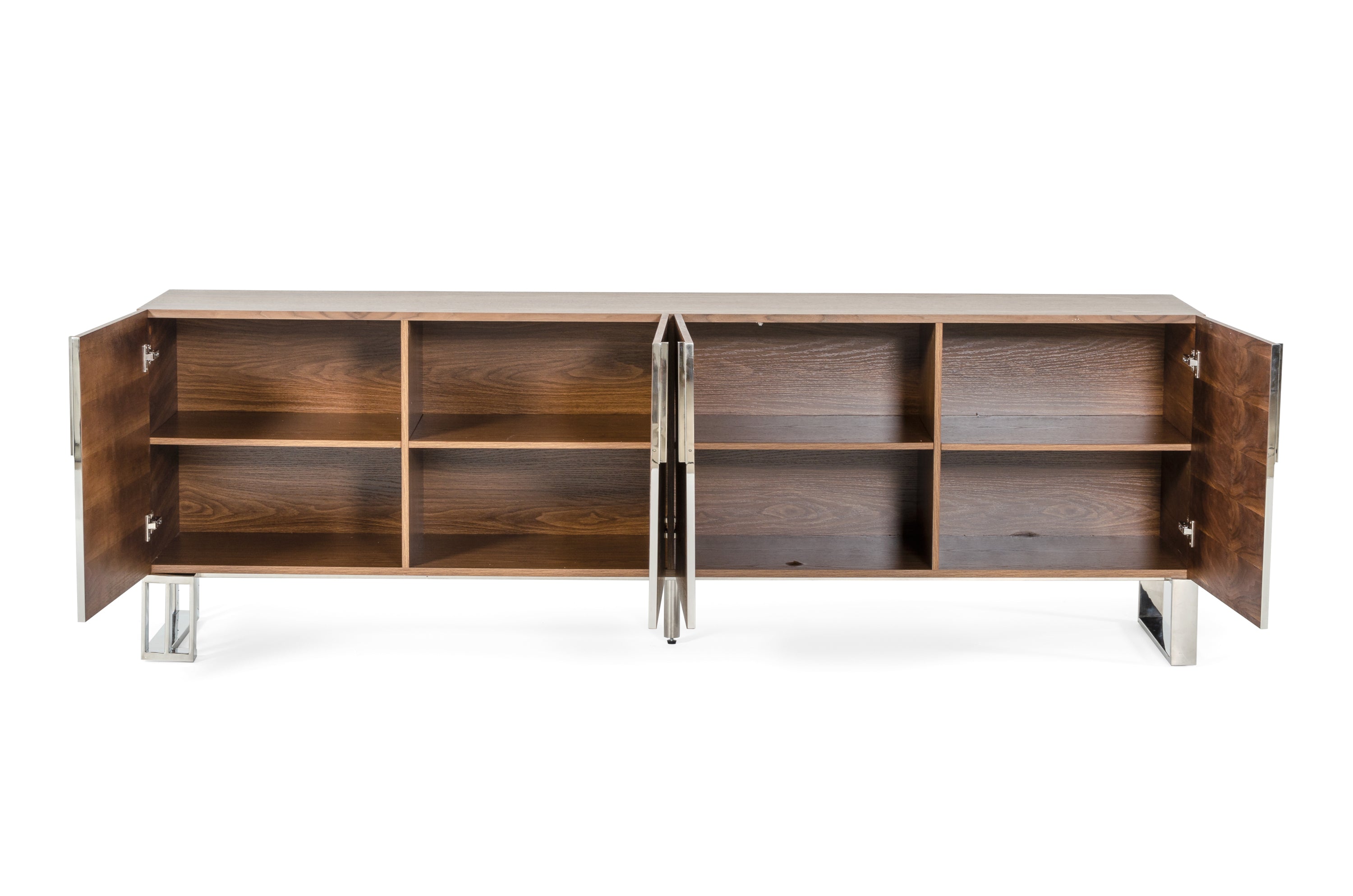 Modern Walnut & Stainless Steel Buffet