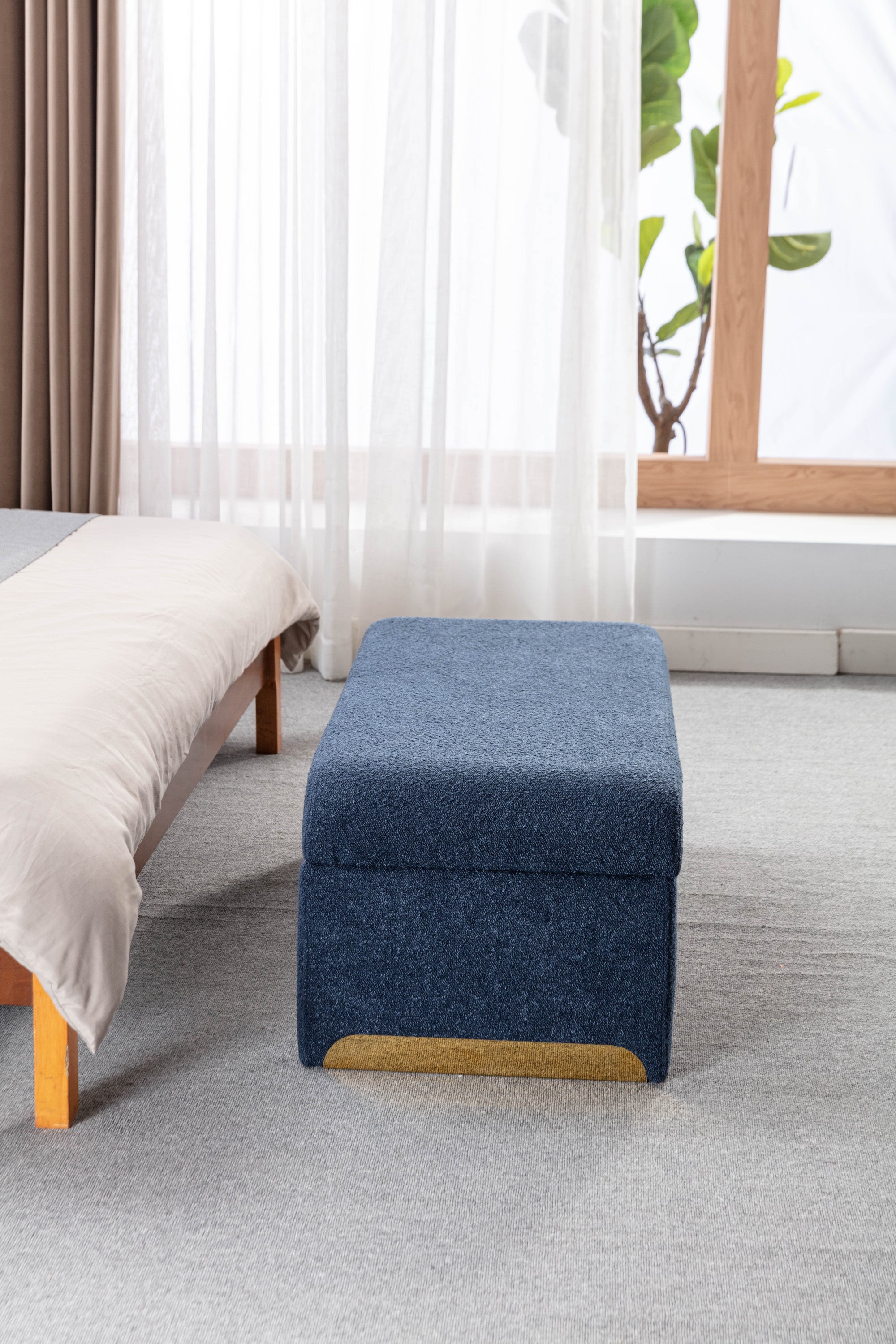 Boucle Fabric Bench