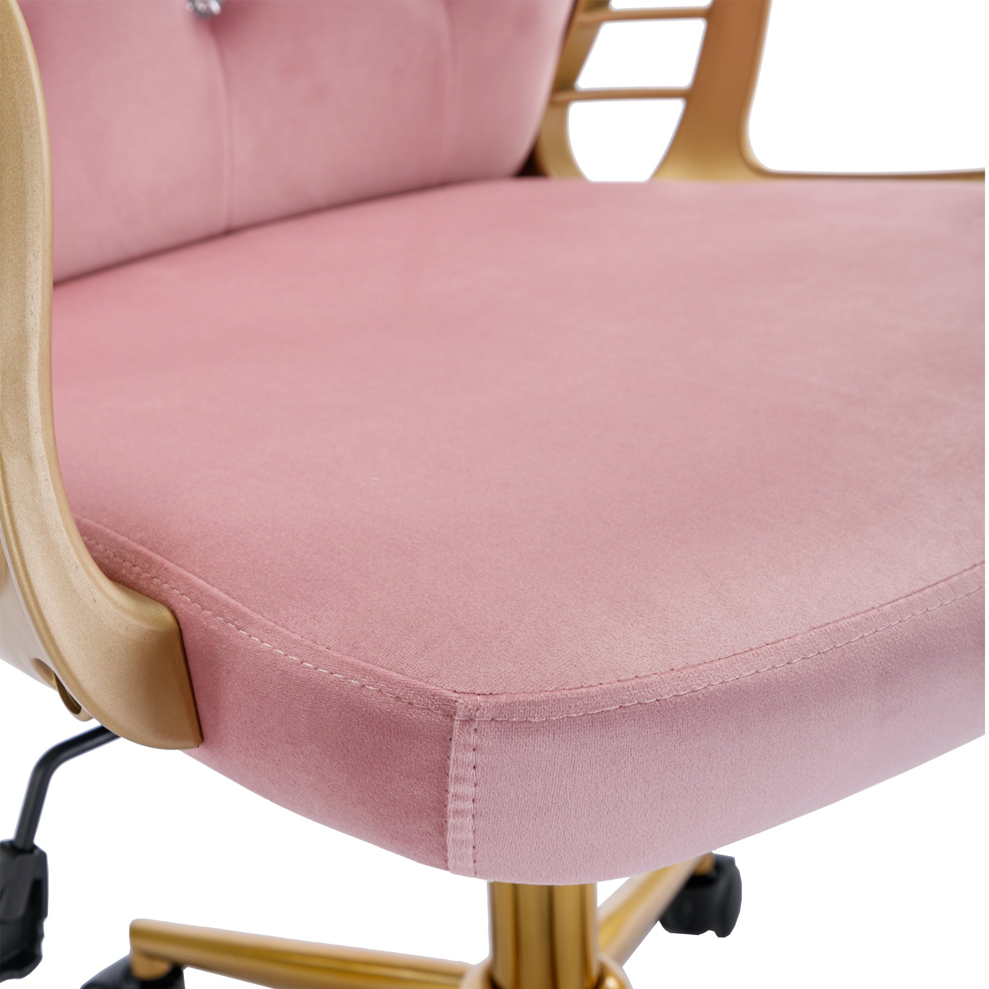 Velvet Home Office Chair with Wheels - Pink
