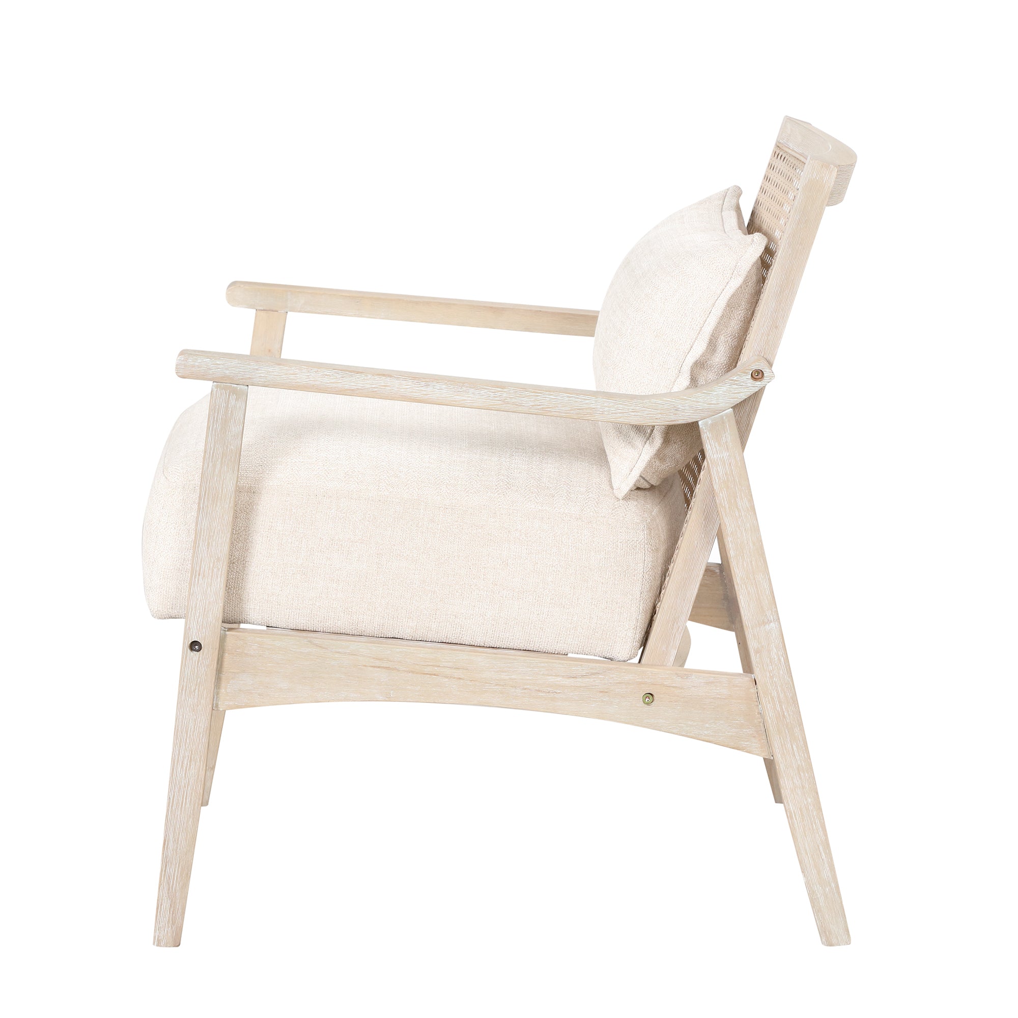 Farmhouse Style Accent Chair with Lumbar Pillow - Natural