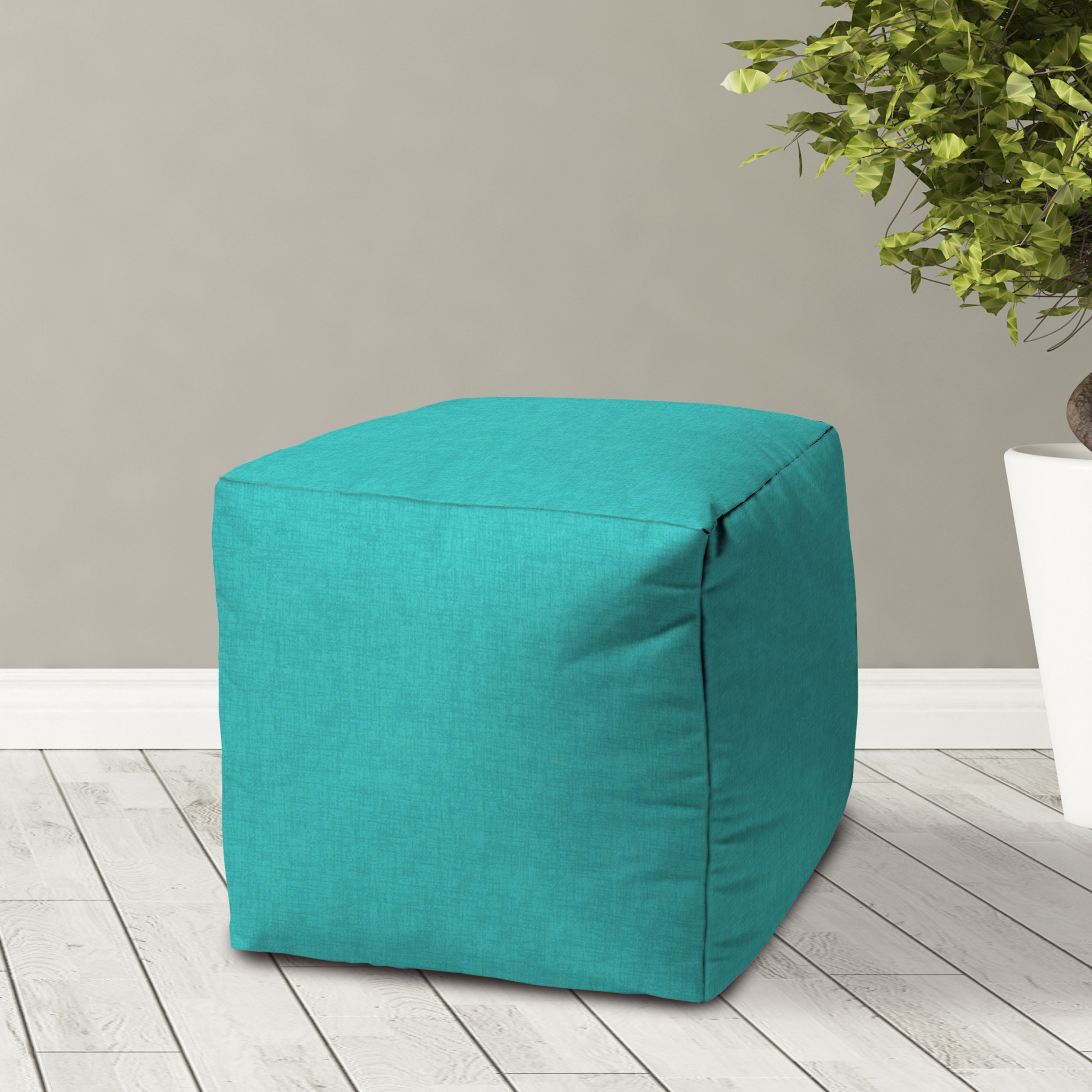 Turquoise Indoor/Outdoor Pouf - Zipper Cover Only