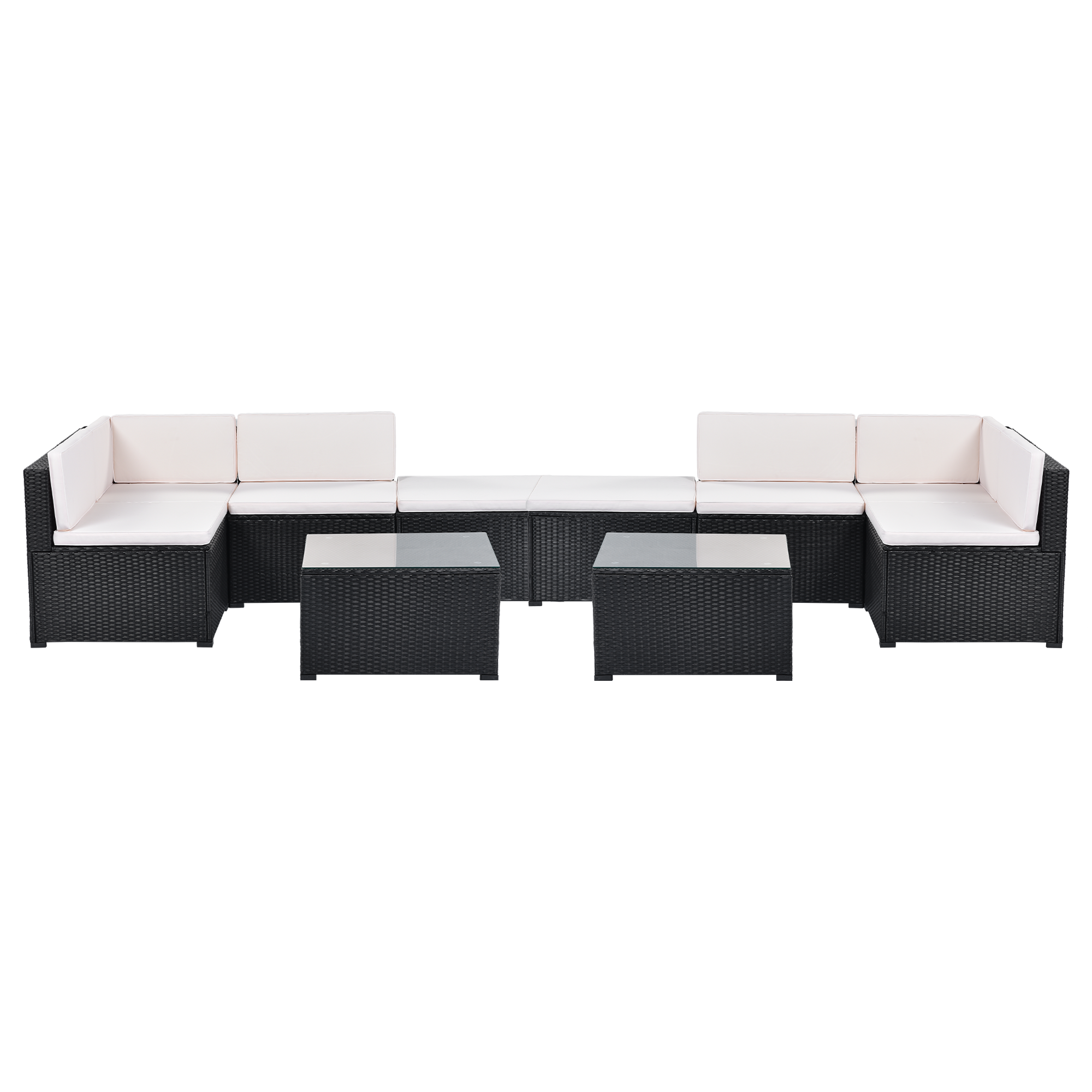 MAICOSY 10pc Outdoor Rattan Patio Garden Furniture Wicker Armchair Table Ottoman