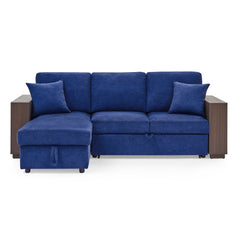 MAICOSY 88" Sleeper Sofa and Reversible Chaise Storage & Two Pillows, Navy Blue