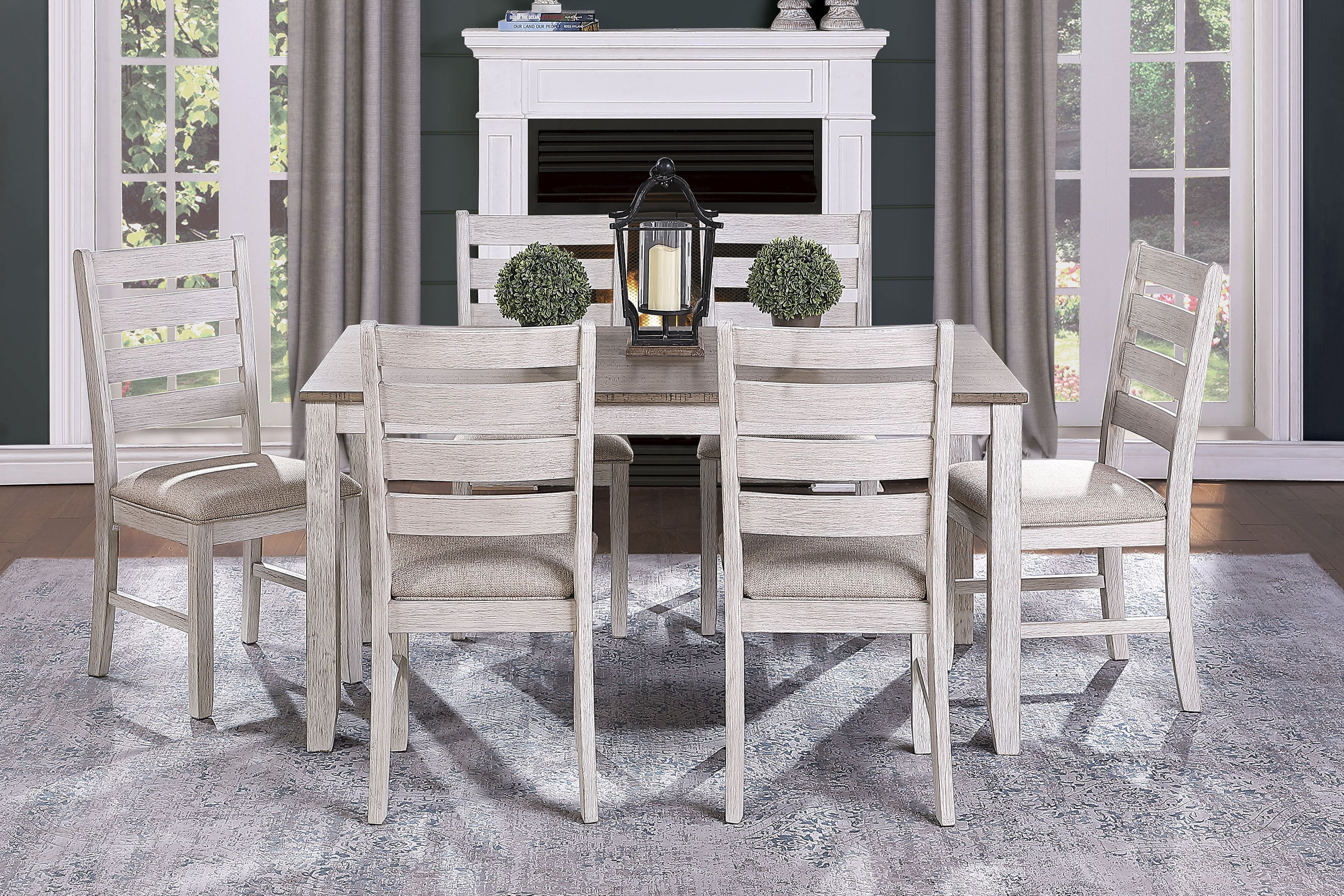 Design Rectangular 1pc Dining Table Grayish White and Brown Finish Furniture
