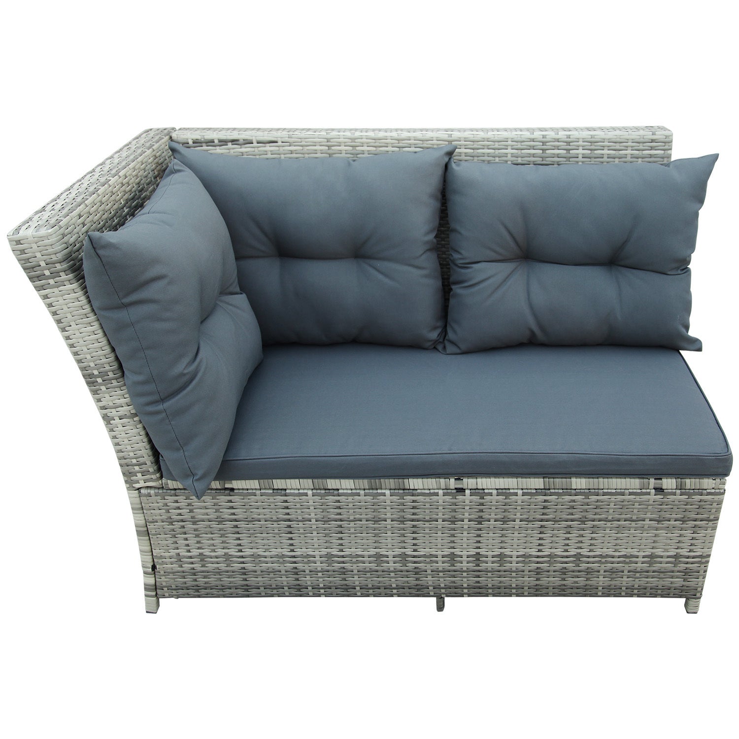 6-Piece Patio Furniture Set Outdoor Sectional Sofa with Glass Table, Ottomans for Pool, Backyard, Lawn - Gray
