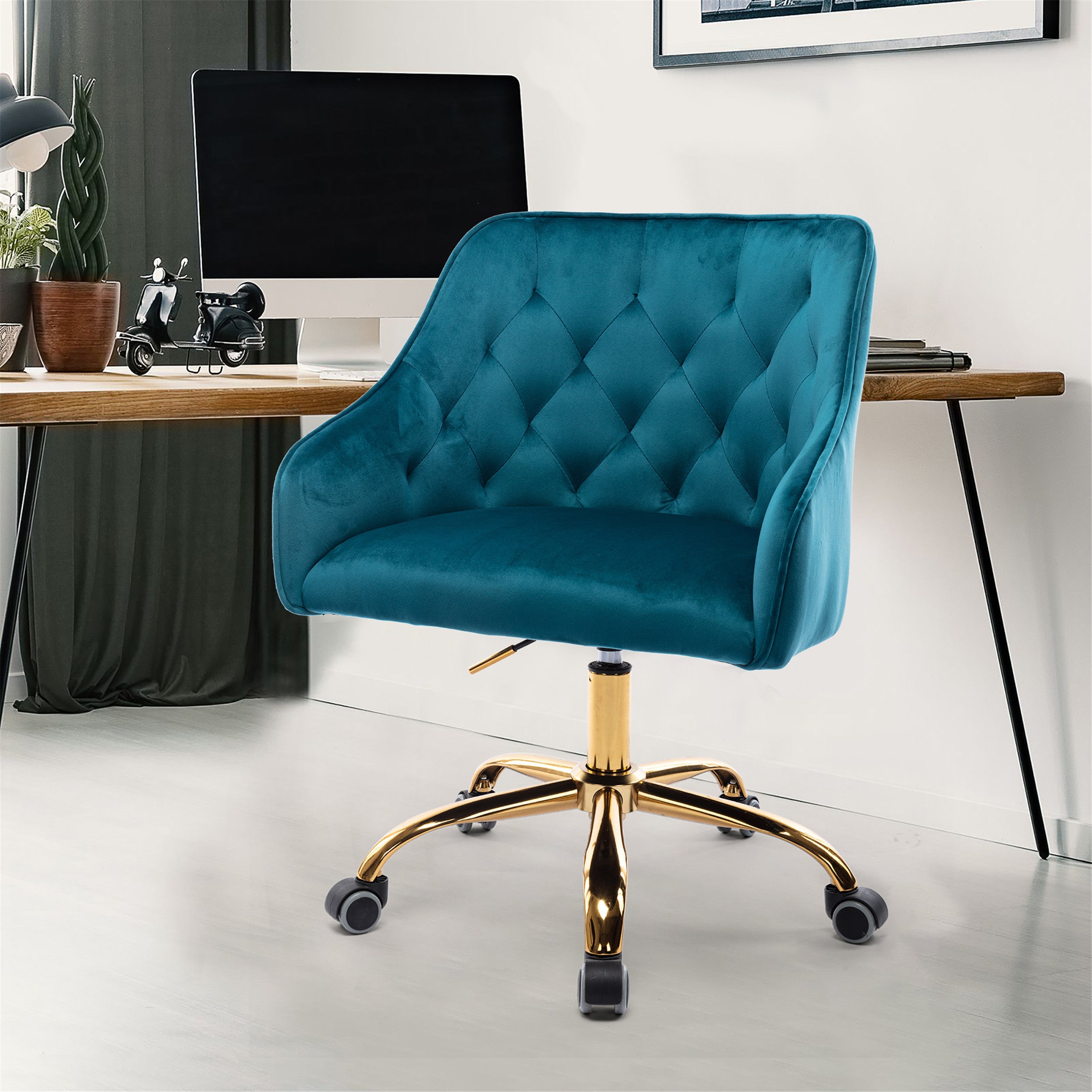 Modern Swivel Shell Chair - Teal