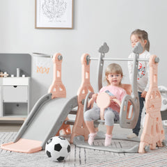 Toddler Slide and Swing Set 3 in 1, Kids Playground Climber Swing Play set with Basketball Hoops Freestanding Combination Indoor & Outdoor