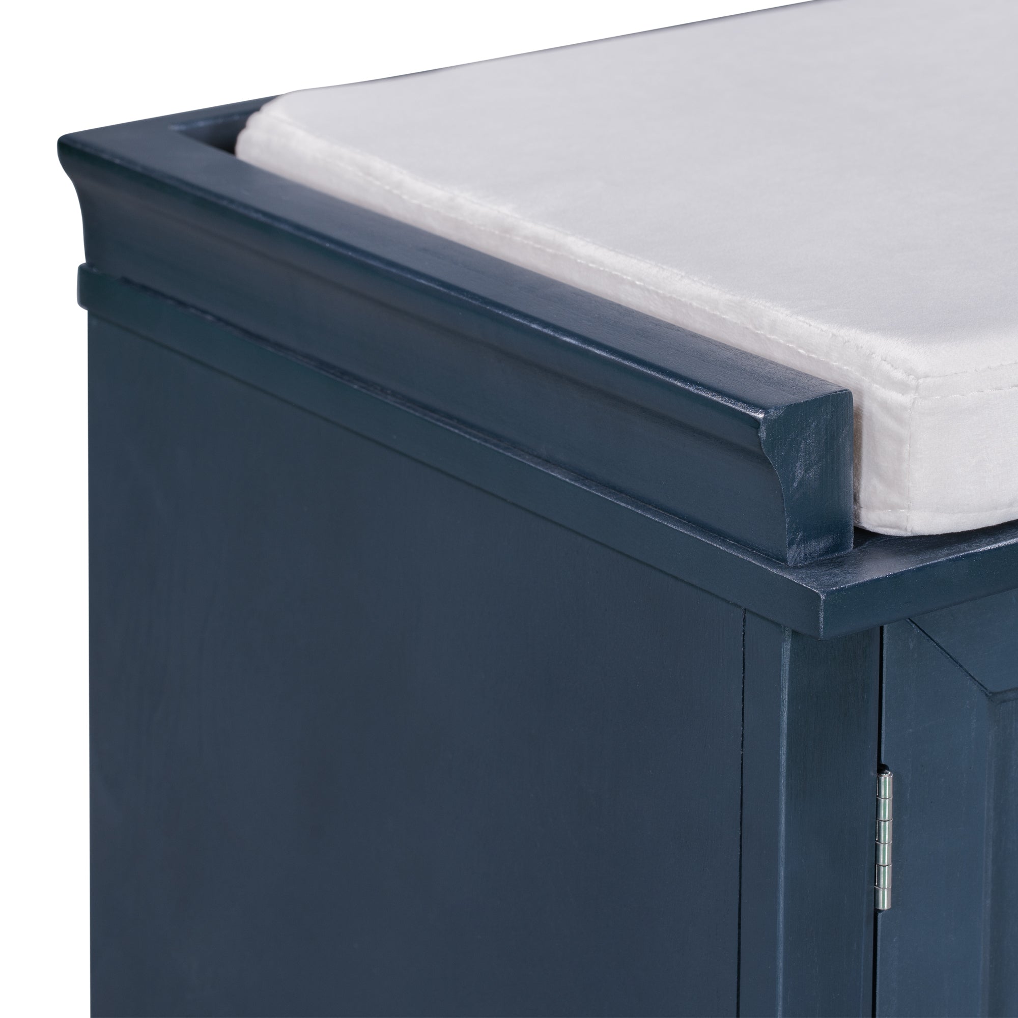 Storage Bench with 2 Drawers and 2 Cabinets with Removable Cushion - Antique Navy