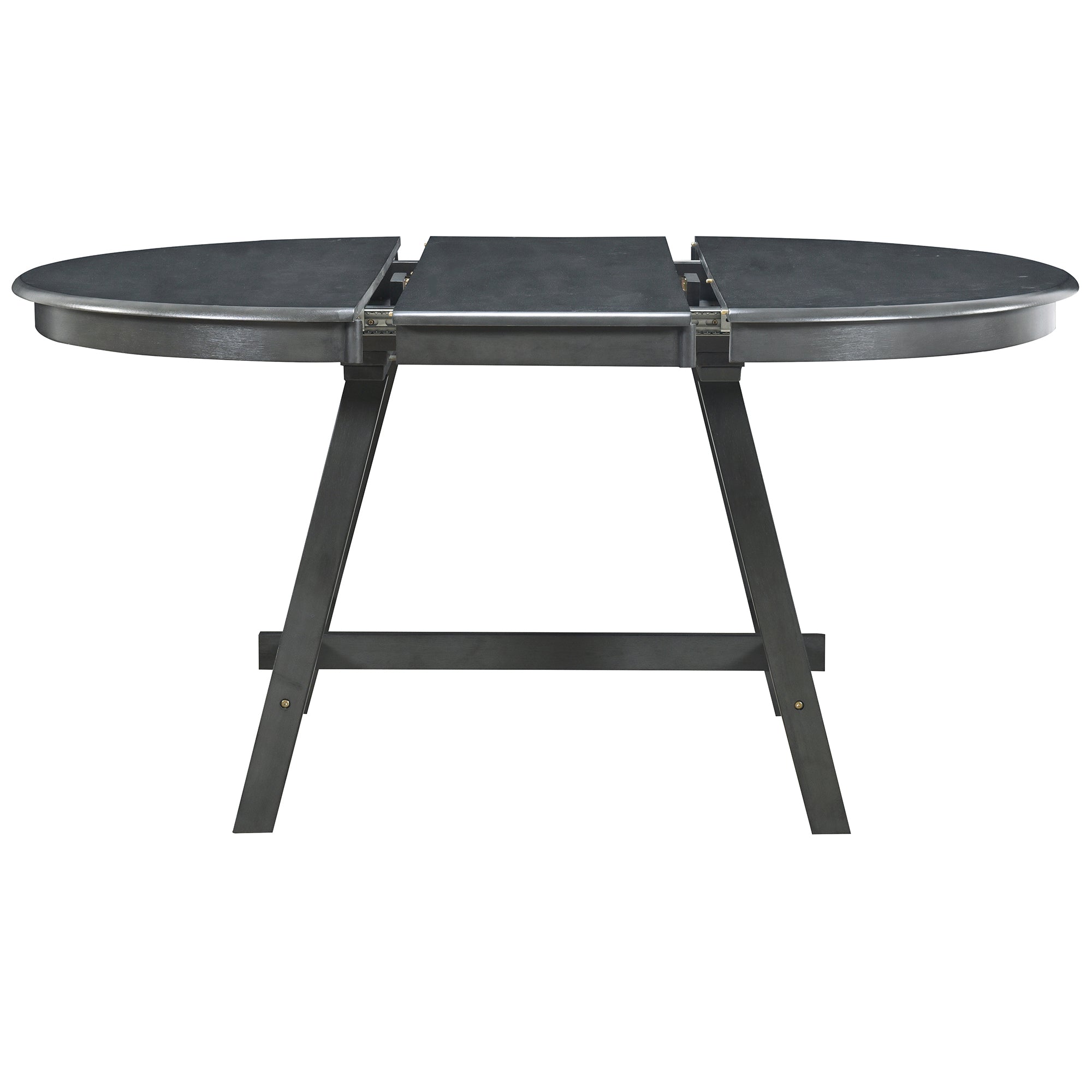 5-Piece Wood Dining Set Round Extendable Table with 4 Dining Chairs - Gray
